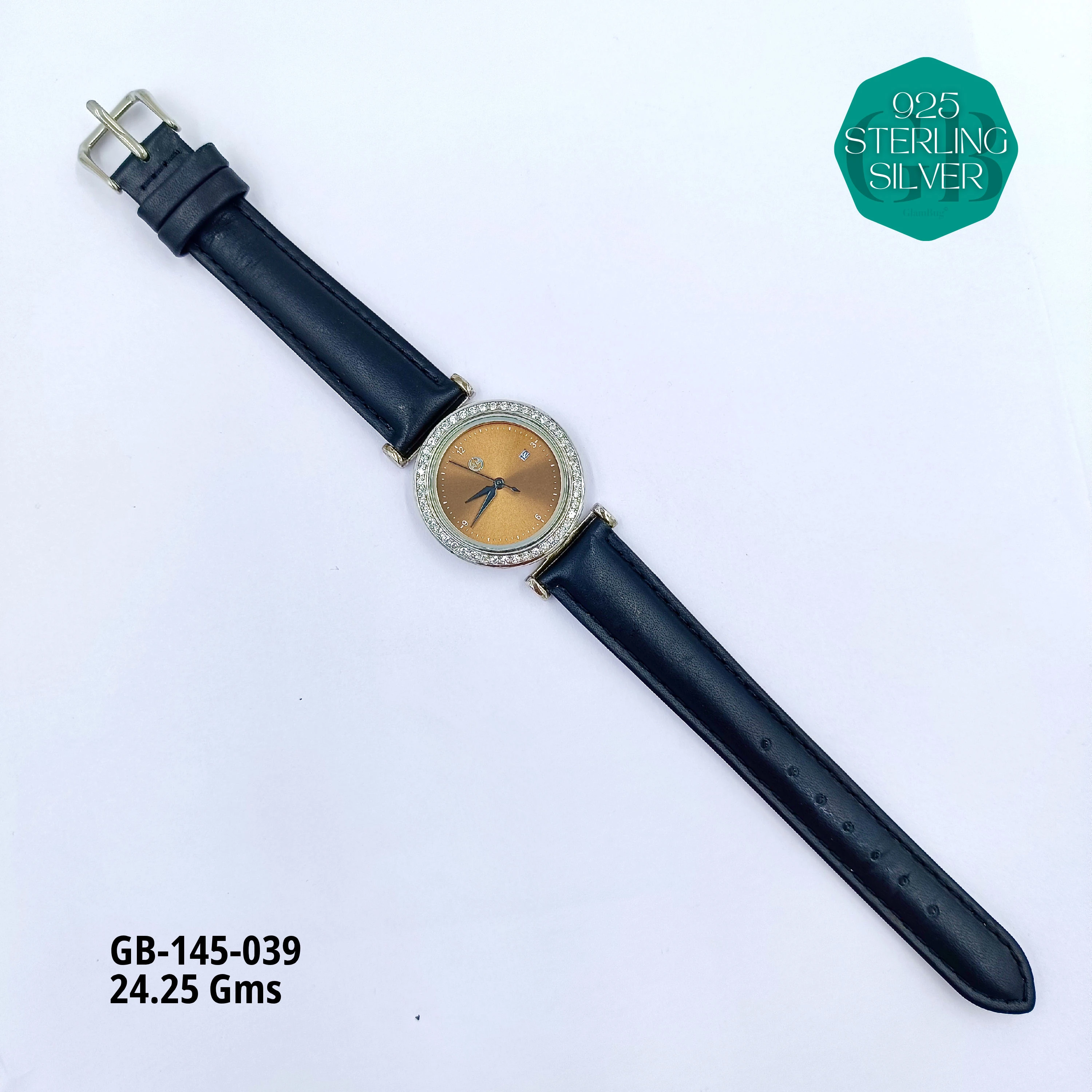 LEATHER BELT WATCHES - Premium 925 Silver Jewellery - SKU: GB-145-039 - Hyderabad Silver Importers