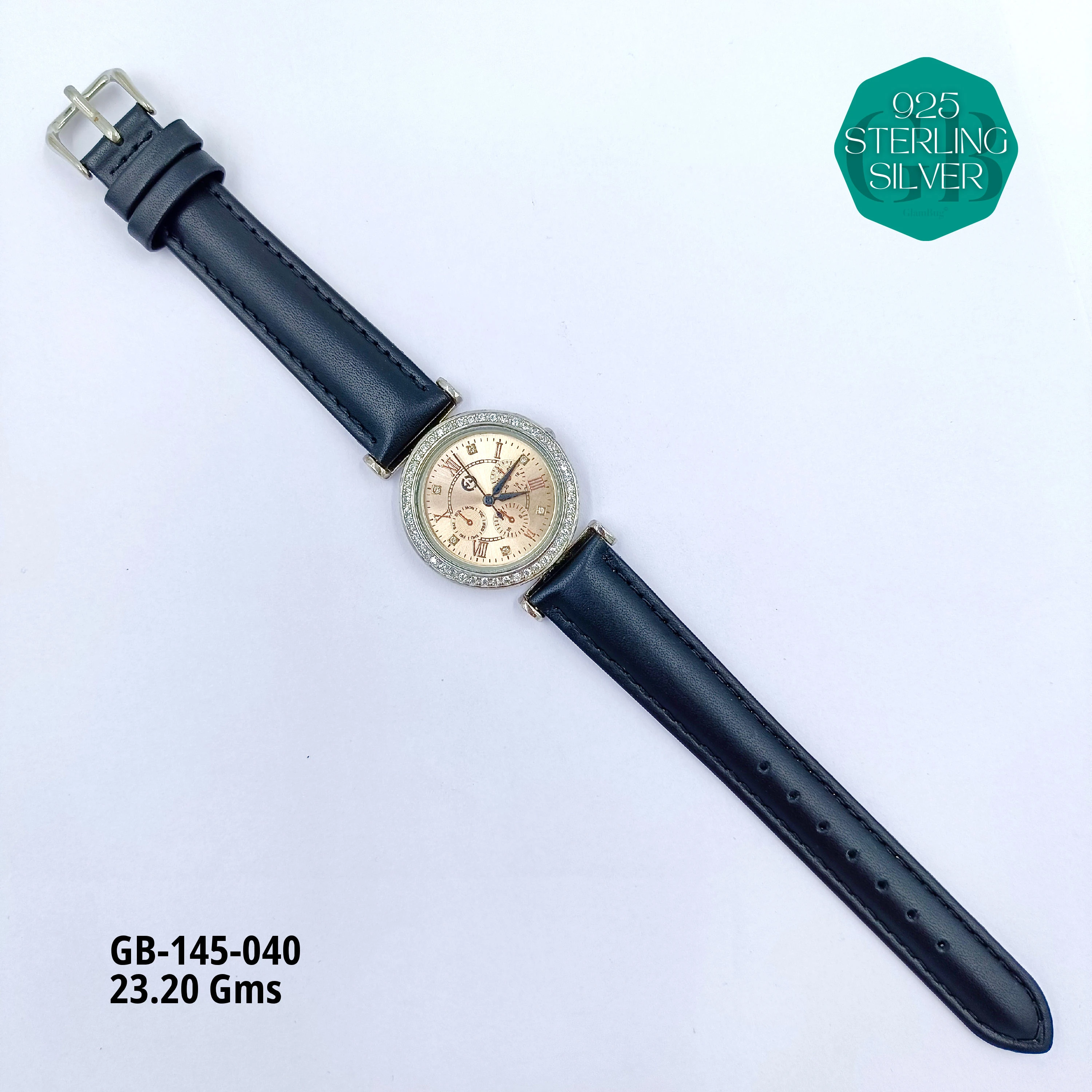 LEATHER BELT WATCHES - Premium 925 Silver Jewellery - SKU: GB-145-040 - Hyderabad Silver Importers