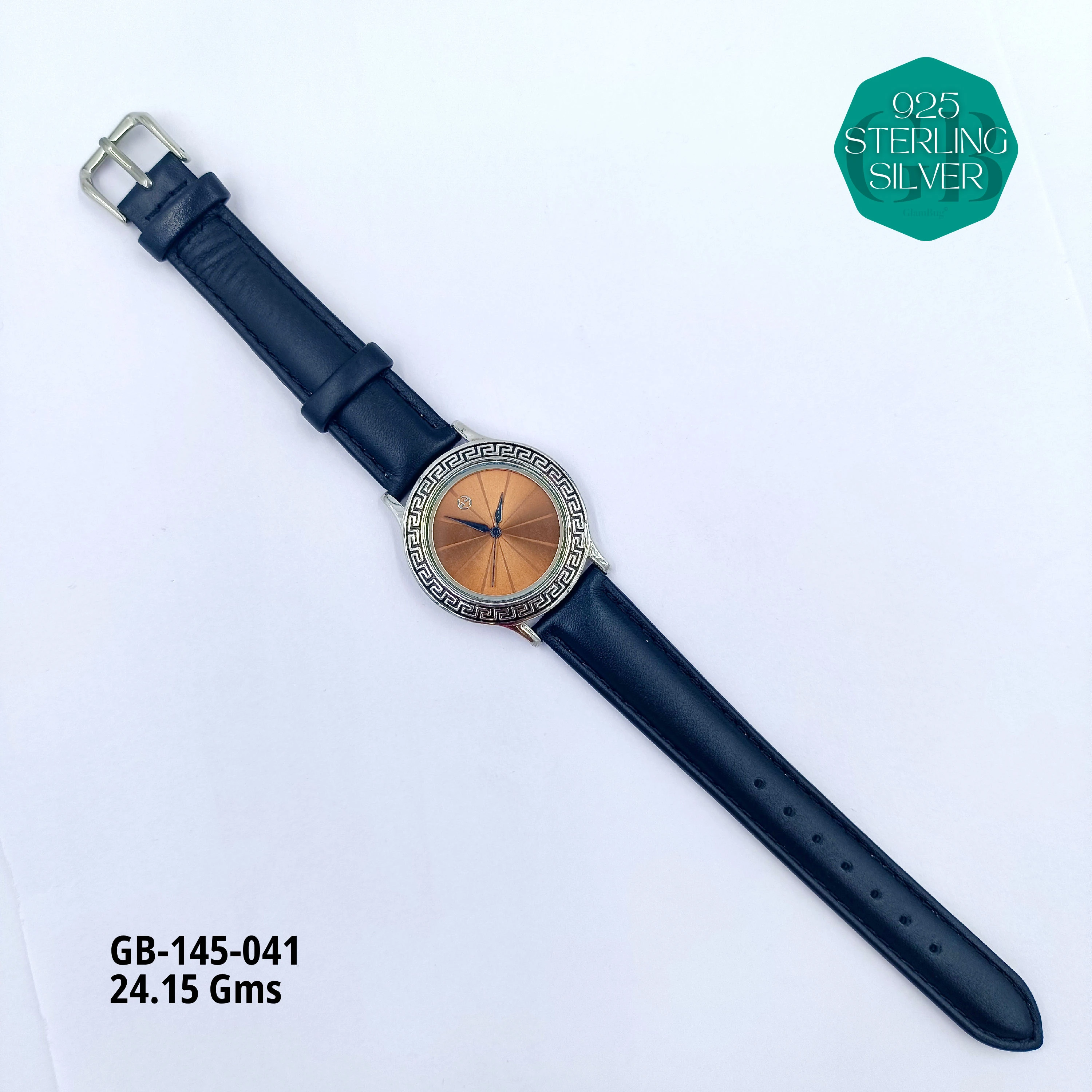 LEATHER BELT WATCHES - Premium 925 Silver Jewellery - SKU: GB-145-041 - Hyderabad Silver Importers