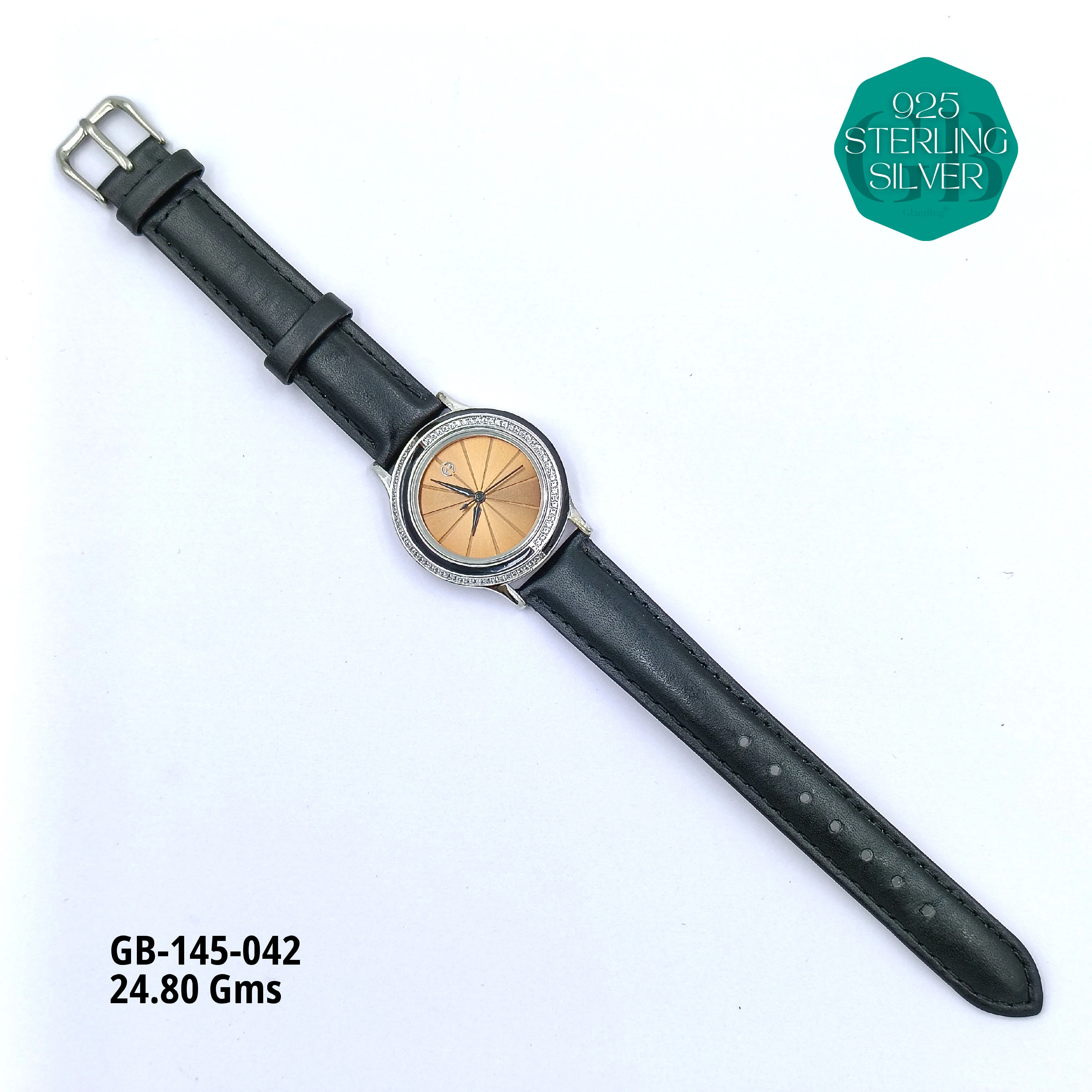 LEATHER BELT WATCHES - Premium 925 Silver Jewellery - SKU: GB-145-042 - Hyderabad Silver Importers