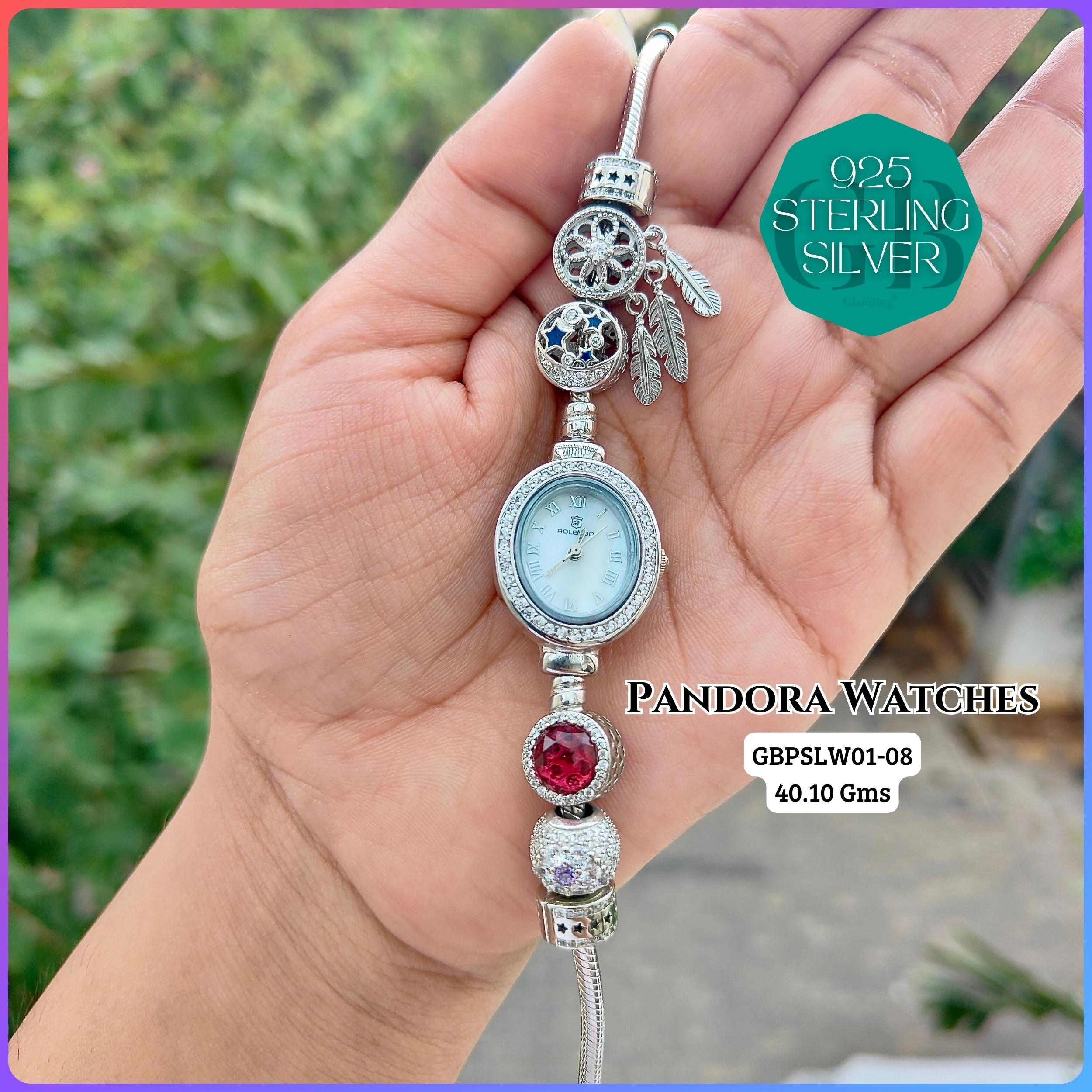 LADIES CZ WATCHES - Premium 925 Silver Jewellery - SKU: GB-146-003 - Hyderabad Silver Importers