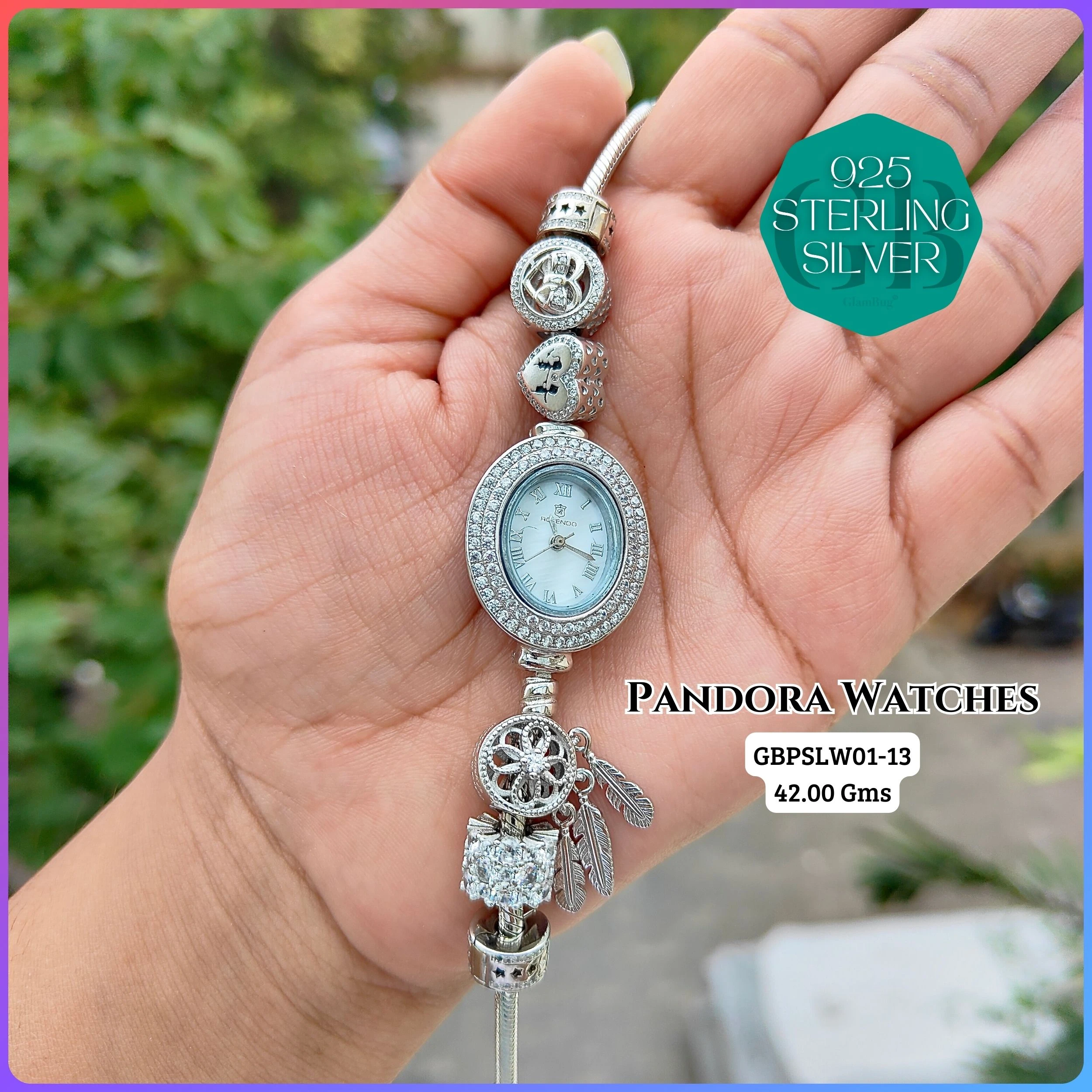 LADIES CZ WATCHES - Premium 925 Silver Jewellery - SKU: GB-146-006 - Hyderabad Silver Importers
