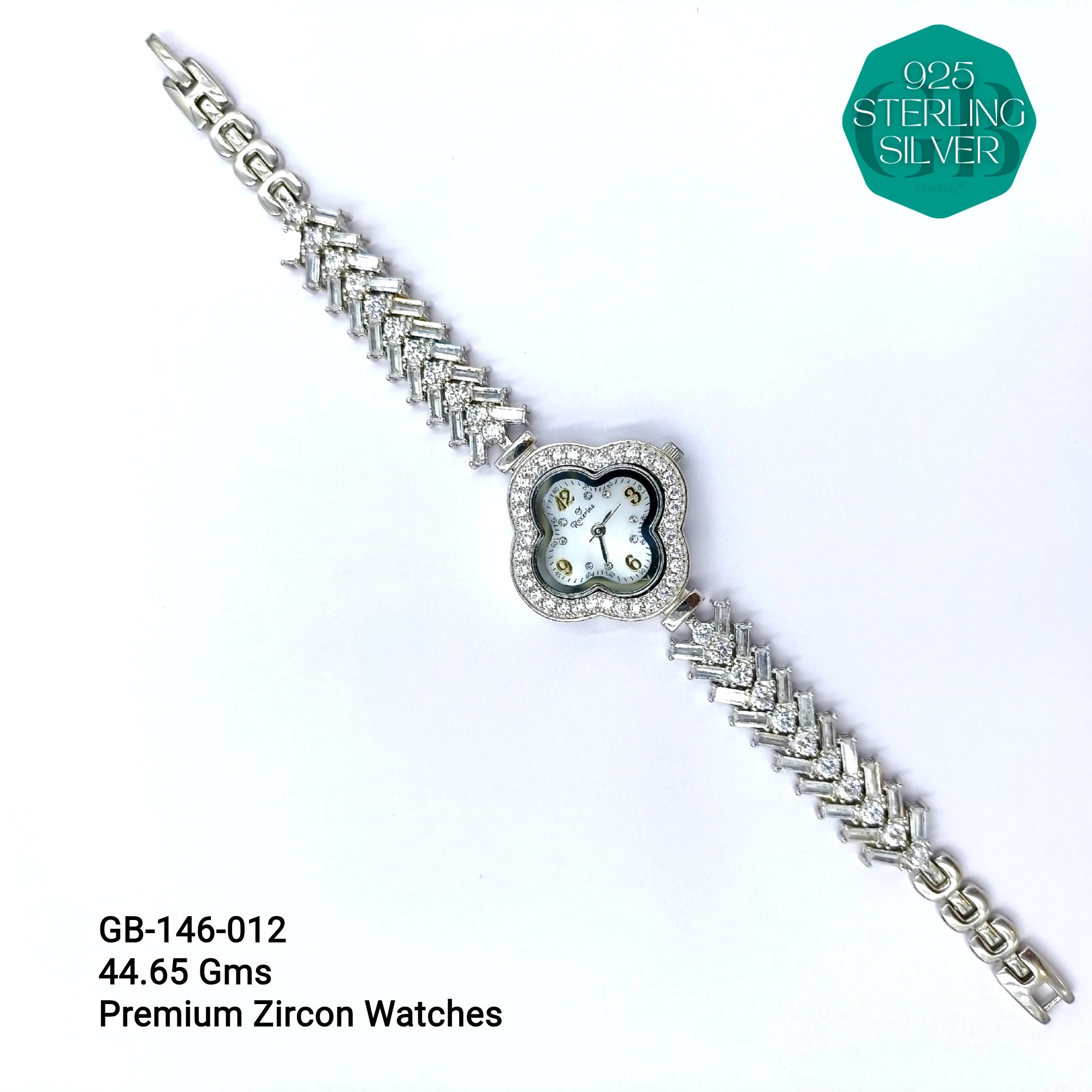 LADIES CZ WATCHES - Premium 925 Silver Jewellery - SKU: GB-146-012 - Hyderabad Silver Importers