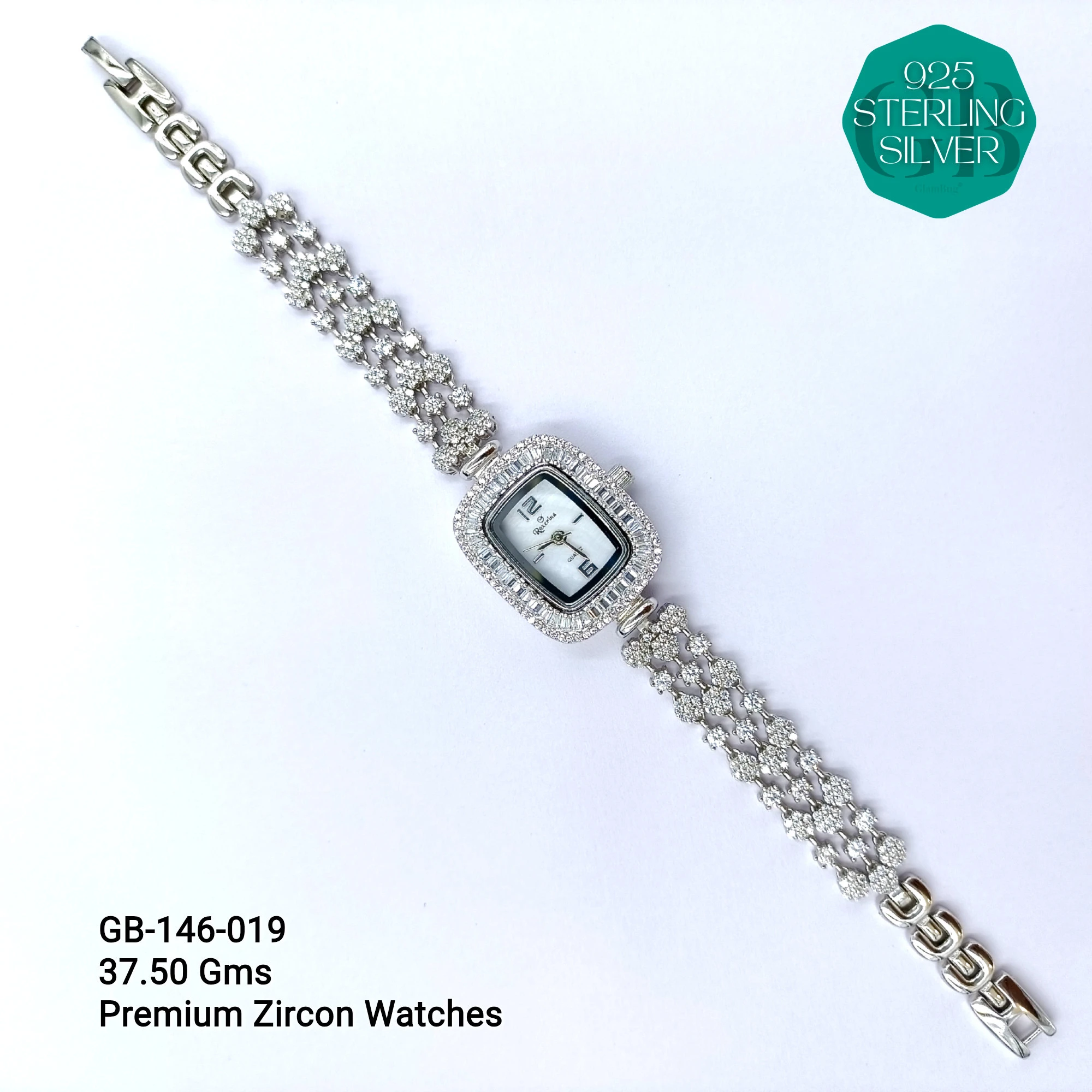 LADIES CZ WATCHES - Premium 925 Silver Jewellery - SKU: GB-146-019 - Hyderabad Silver Importers
