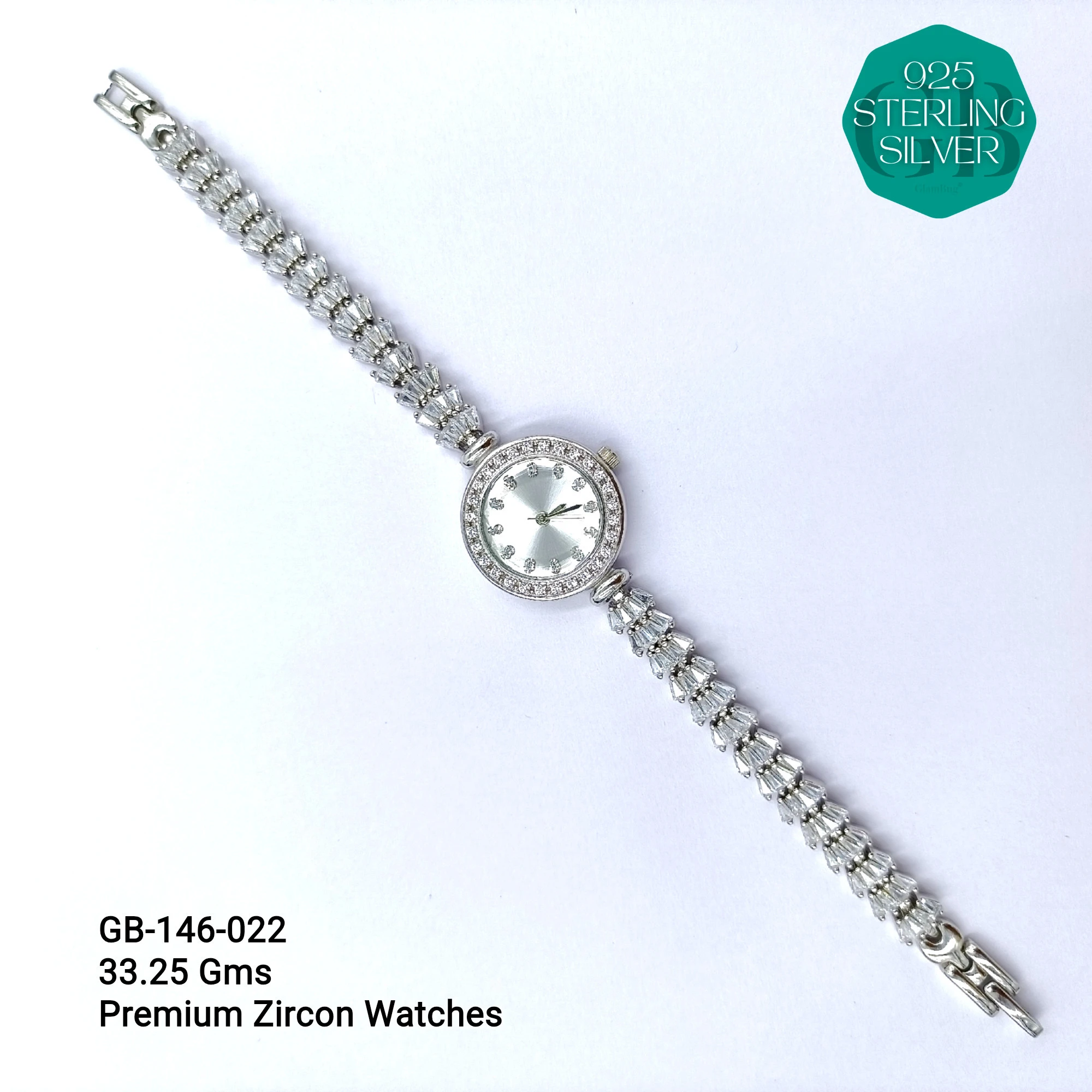 LADIES CZ WATCHES - Premium 925 Silver Jewellery - SKU: GB-146-022 - Hyderabad Silver Importers