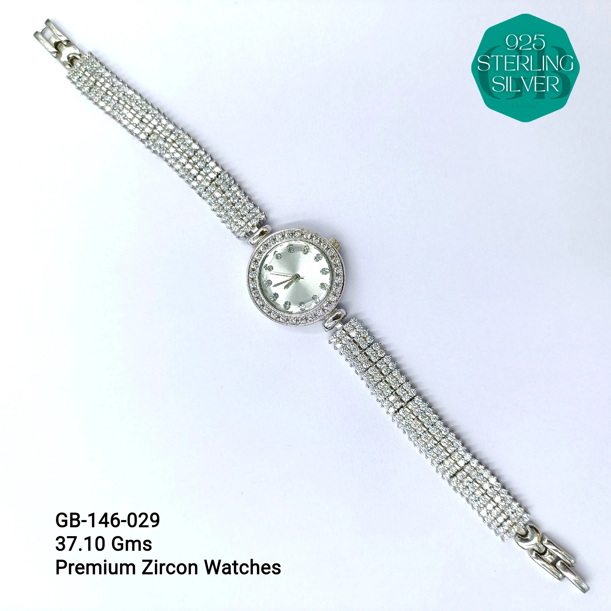 LADIES CZ WATCHES - Premium 925 Silver Jewellery - SKU: GB-146-029 - Hyderabad Silver Importers