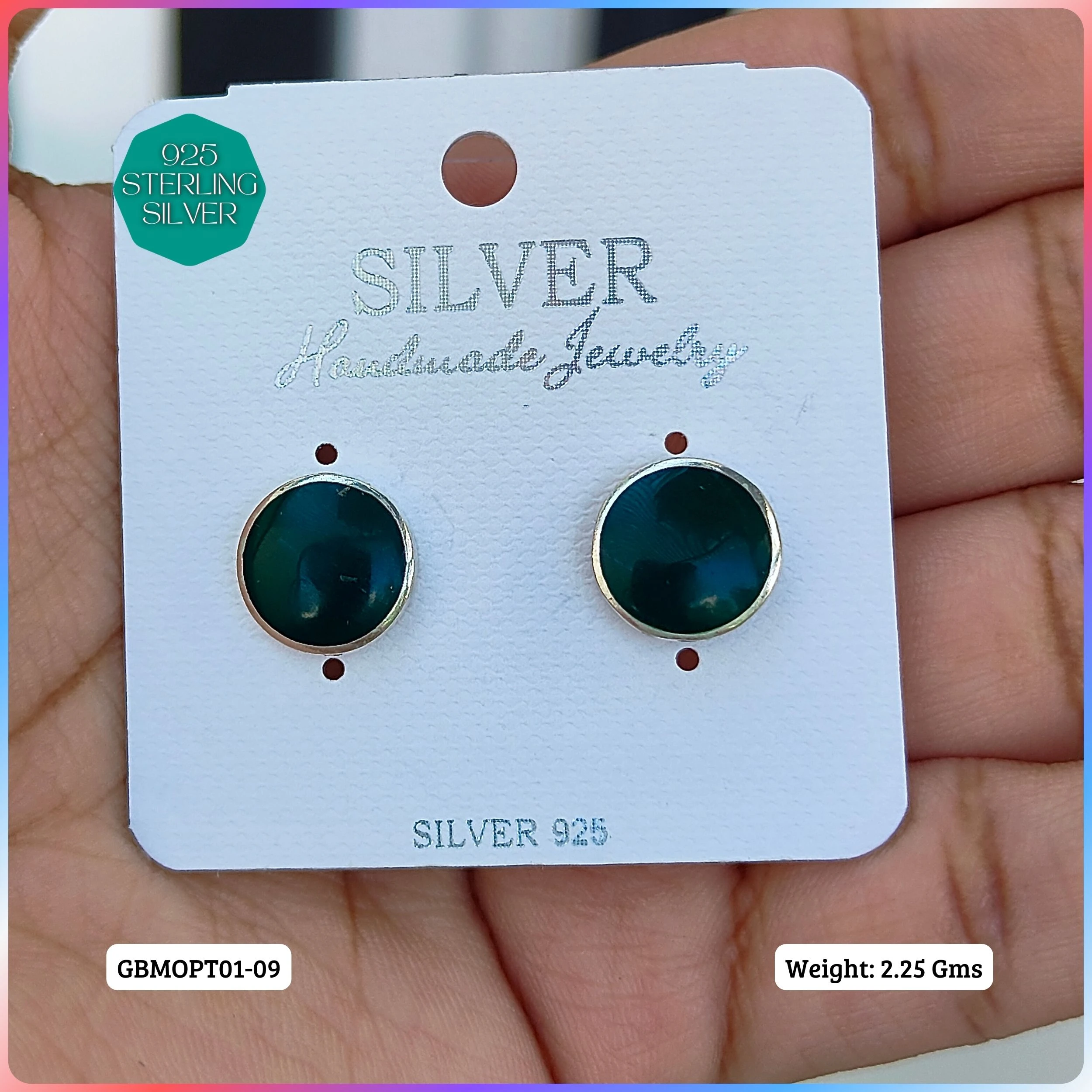 MOP STUDS - Premium 925 Silver Jewellery - SKU: GB-150-005 - Hyderabad Silver Importers
