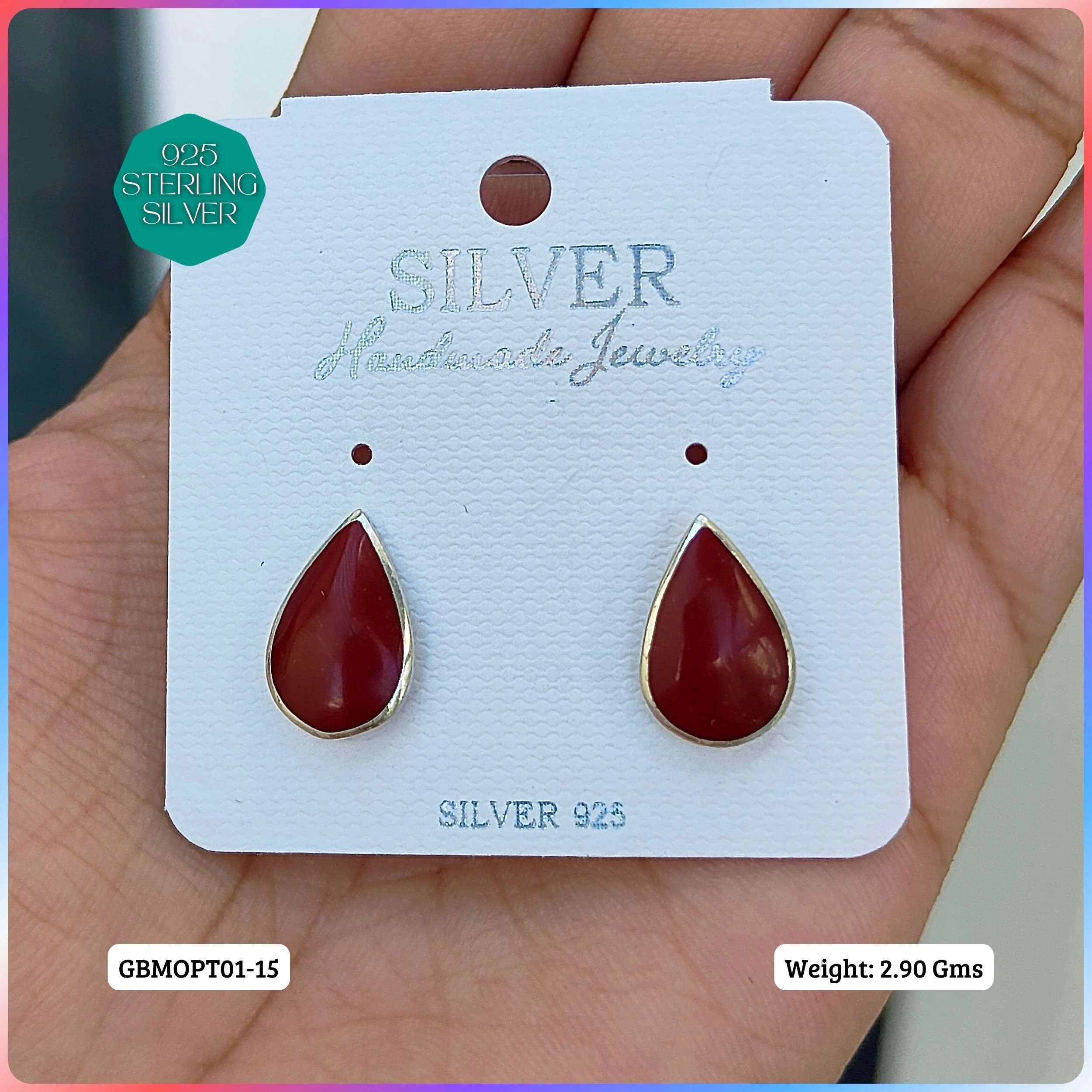 MOP STUDS - Premium 925 Silver Jewellery - SKU: GB-150-010 - Hyderabad Silver Importers