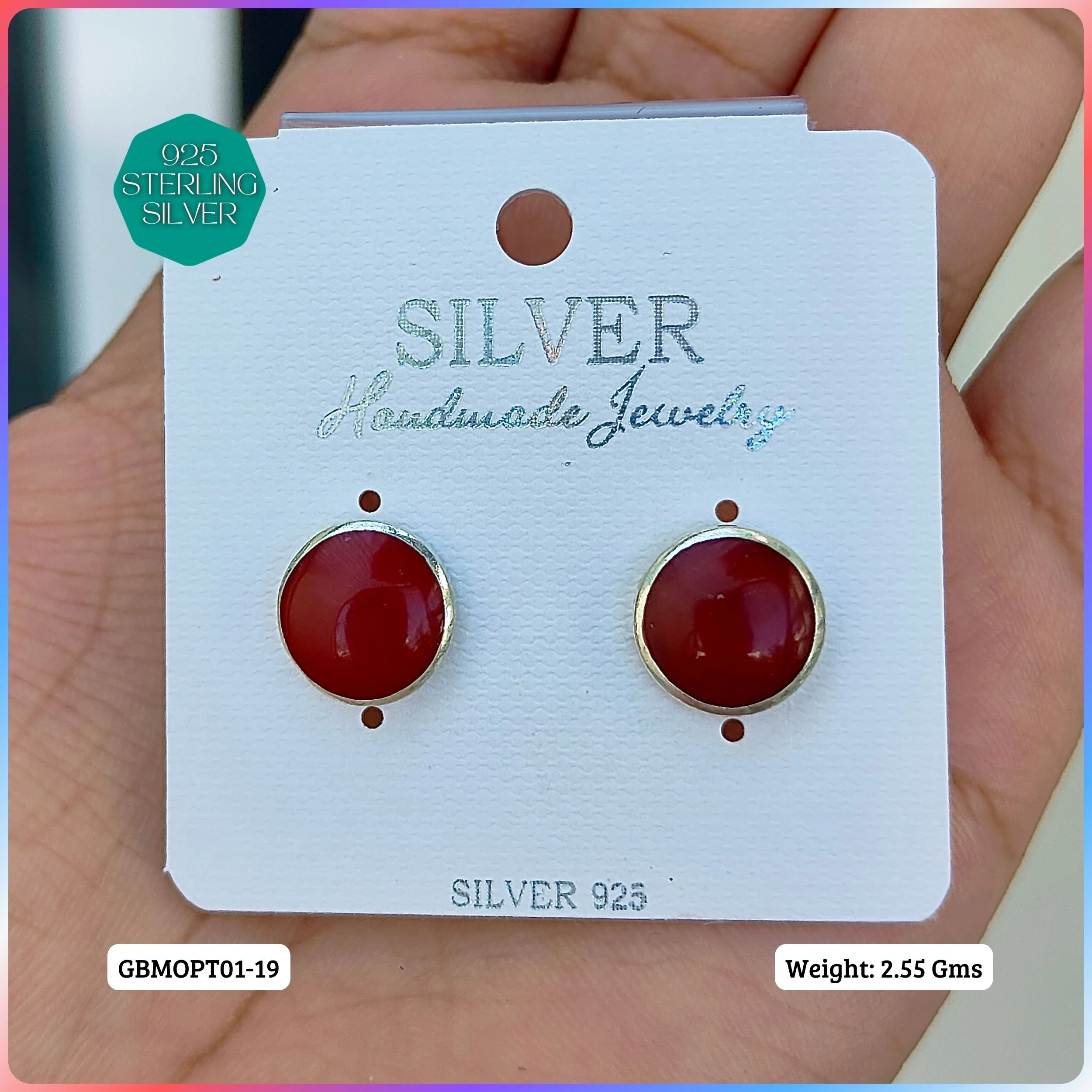 MOP STUDS - Premium 925 Silver Jewellery - SKU: GB-150-011 - Hyderabad Silver Importers