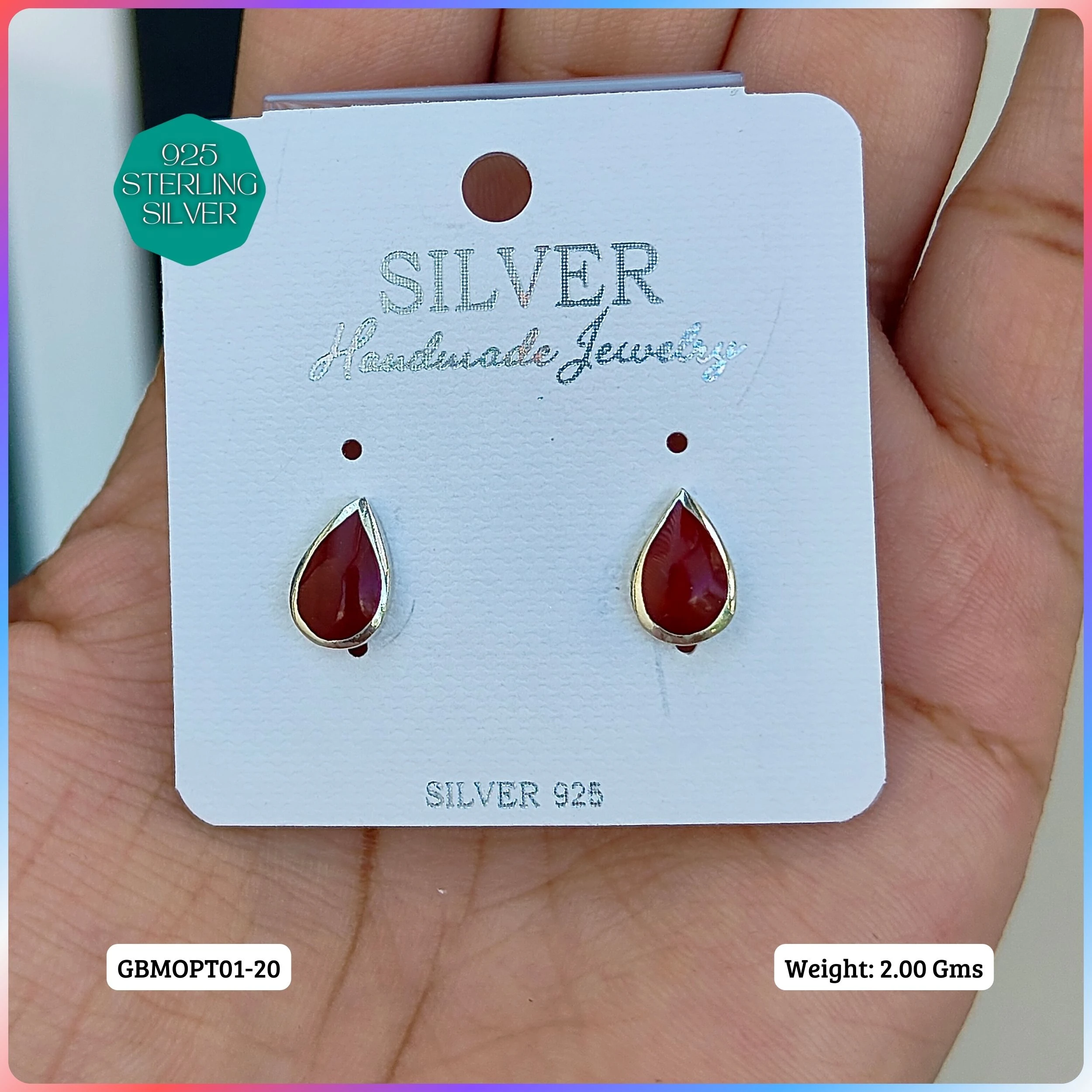 MOP STUDS - Premium 925 Silver Jewellery - SKU: GB-150-012 - Hyderabad Silver Importers