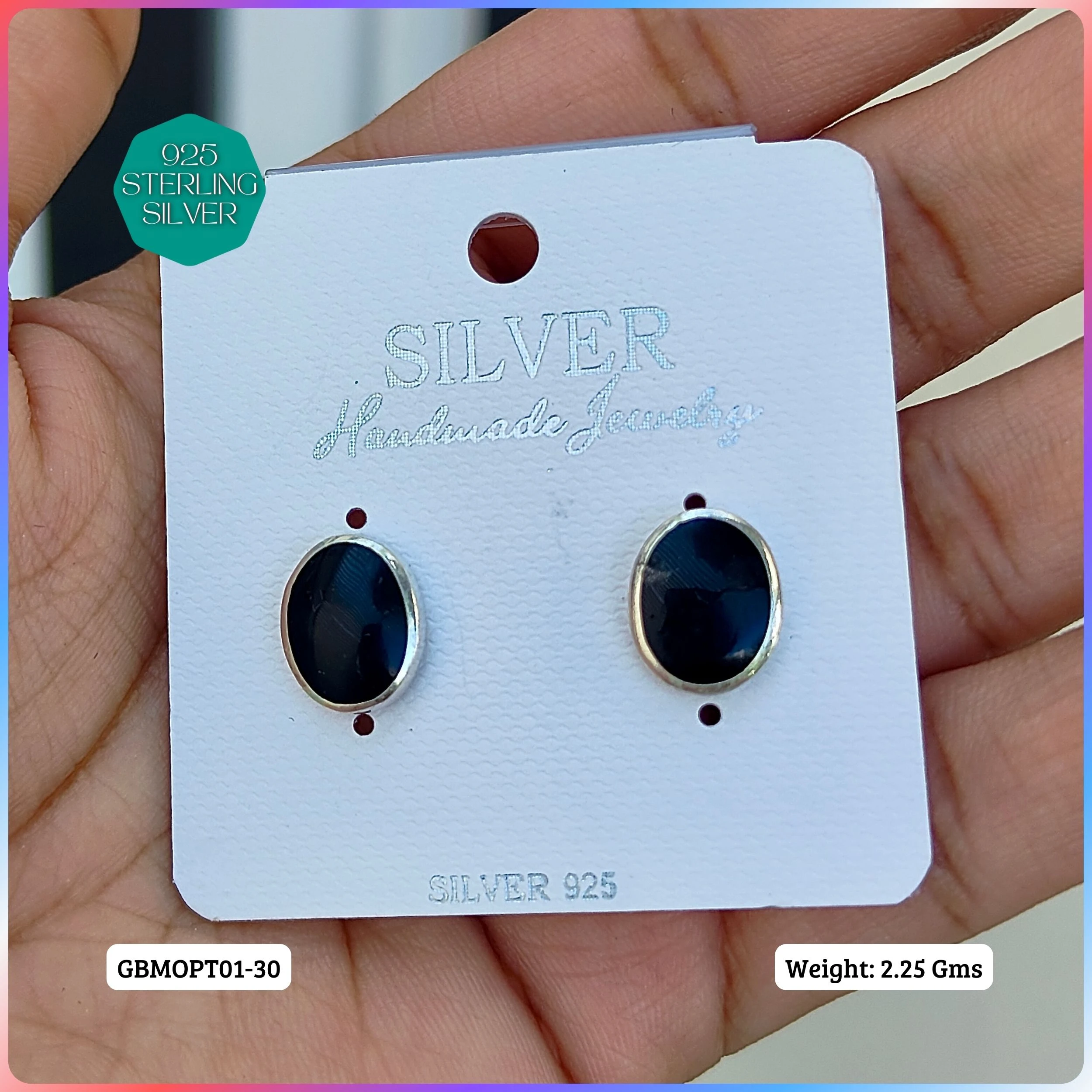 MOP STUDS - Premium 925 Silver Jewellery - SKU: GB-150-014 - Hyderabad Silver Importers