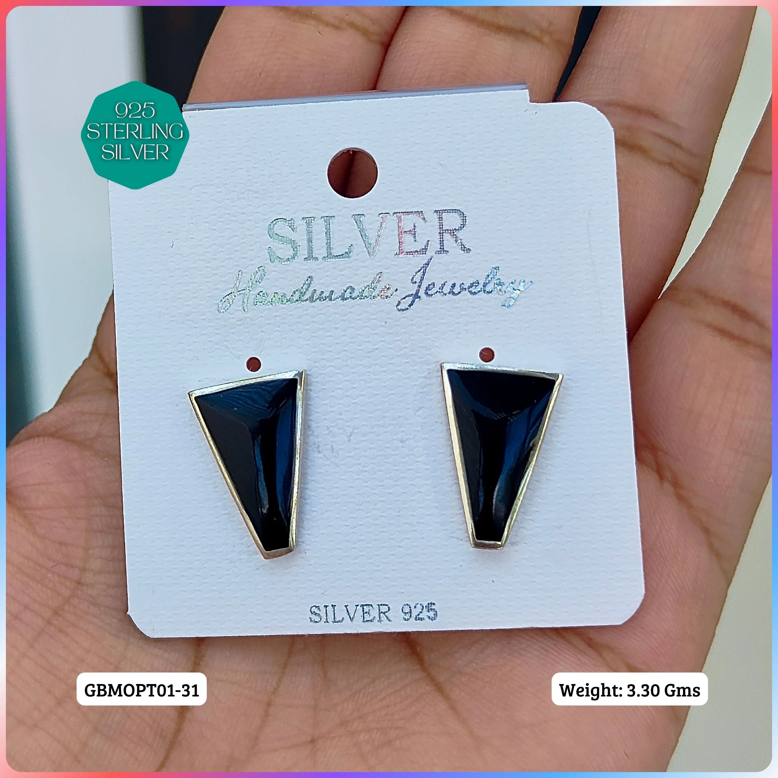 MOP STUDS - Premium 925 Silver Jewellery - SKU: GB-150-015 - Hyderabad Silver Importers