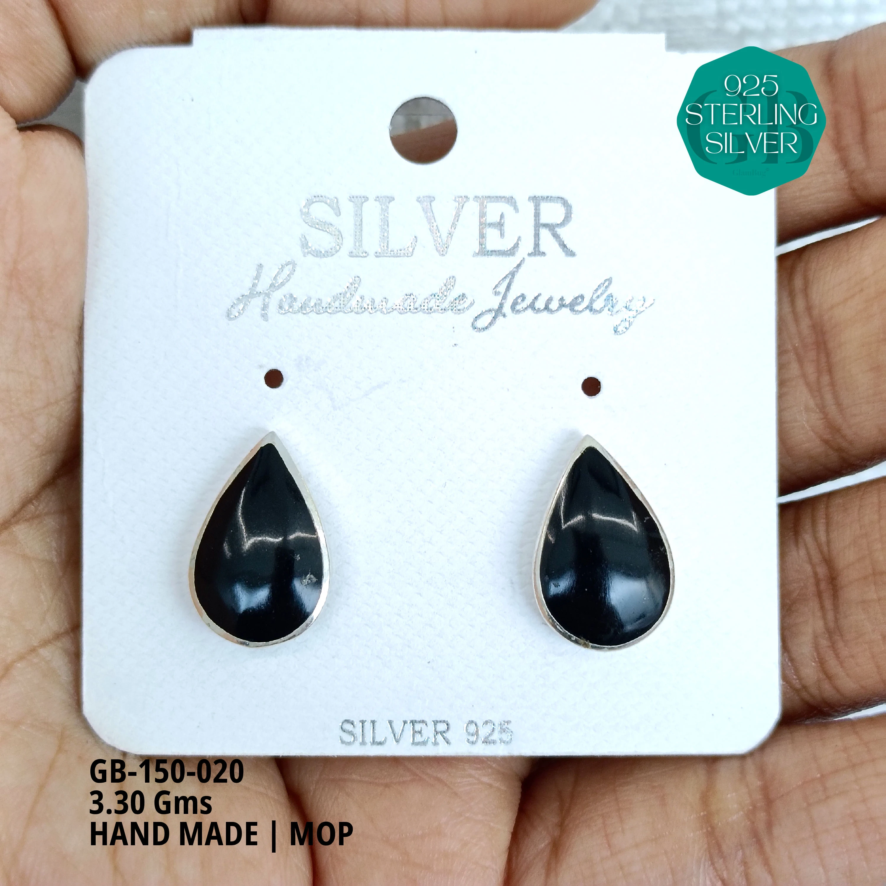 MOP STUDS - Premium 925 Silver Jewellery - SKU: GB-150-020 - Hyderabad Silver Importers