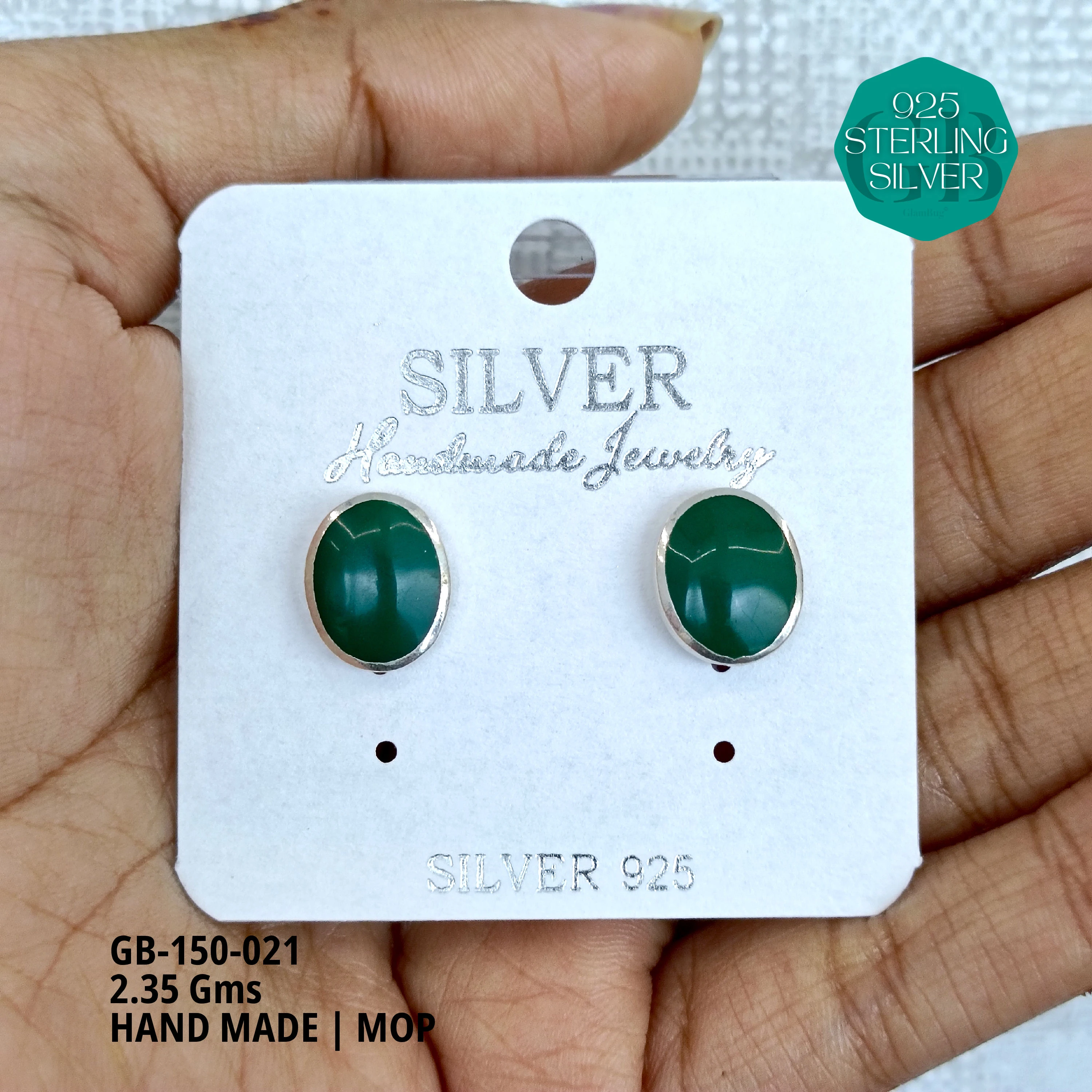 MOP STUDS - Premium 925 Silver Jewellery - SKU: GB-150-021 - Hyderabad Silver Importers