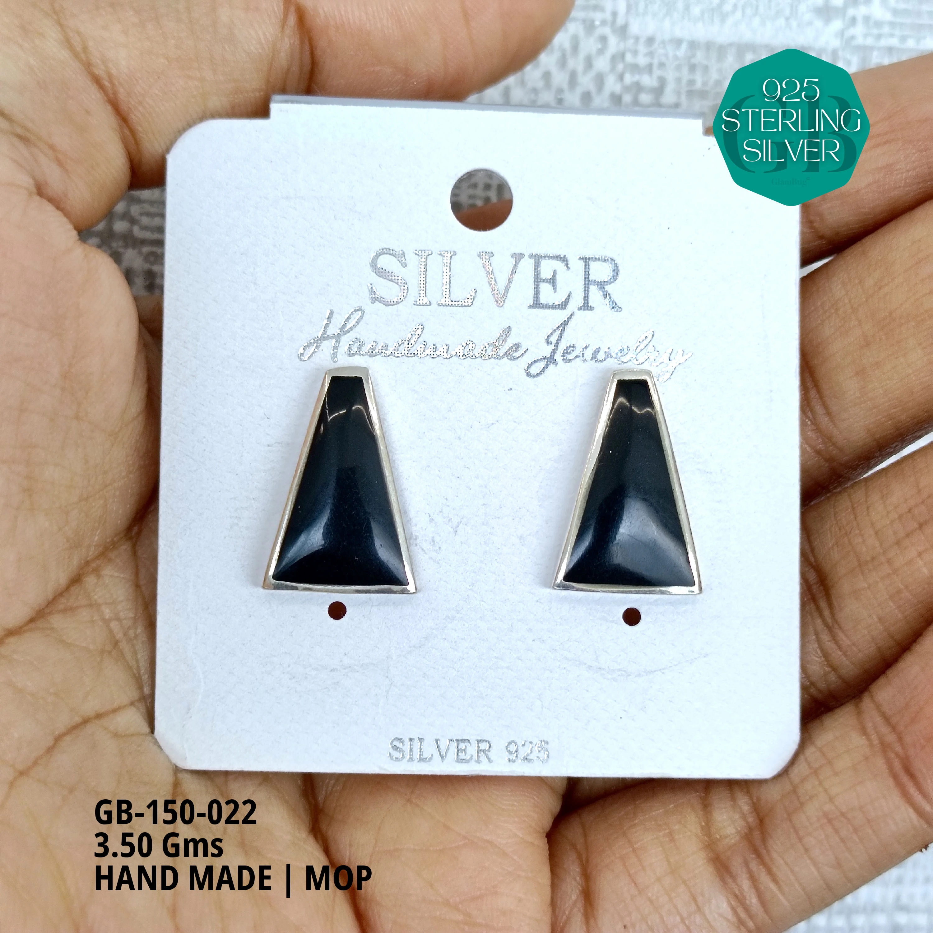 MOP STUDS - Premium 925 Silver Jewellery - SKU: GB-150-022 - Hyderabad Silver Importers
