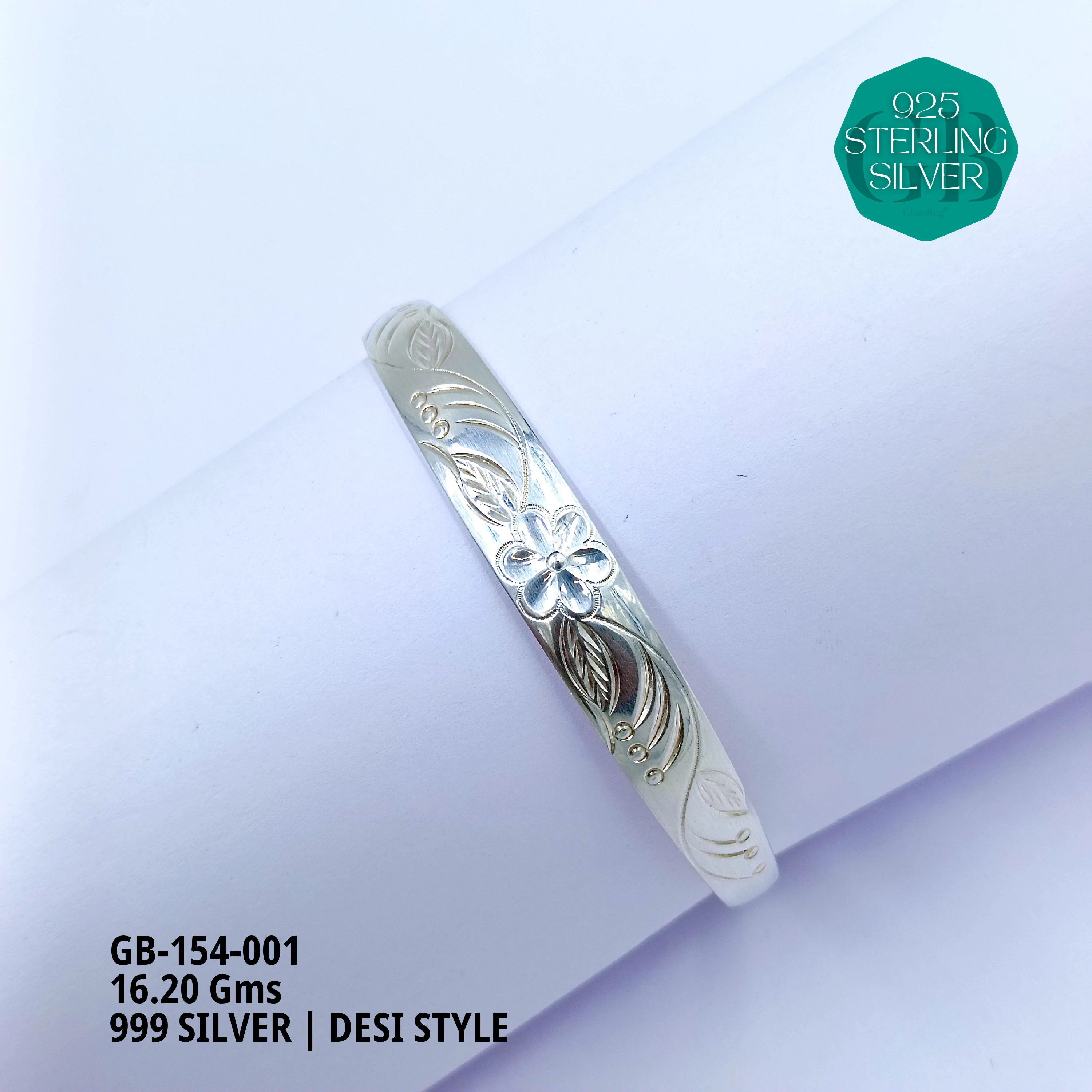 999 INDO ADJUSTABLE KADA - Premium 925 Silver Jewellery - SKU: GB-154-001 - Hyderabad Silver Importers