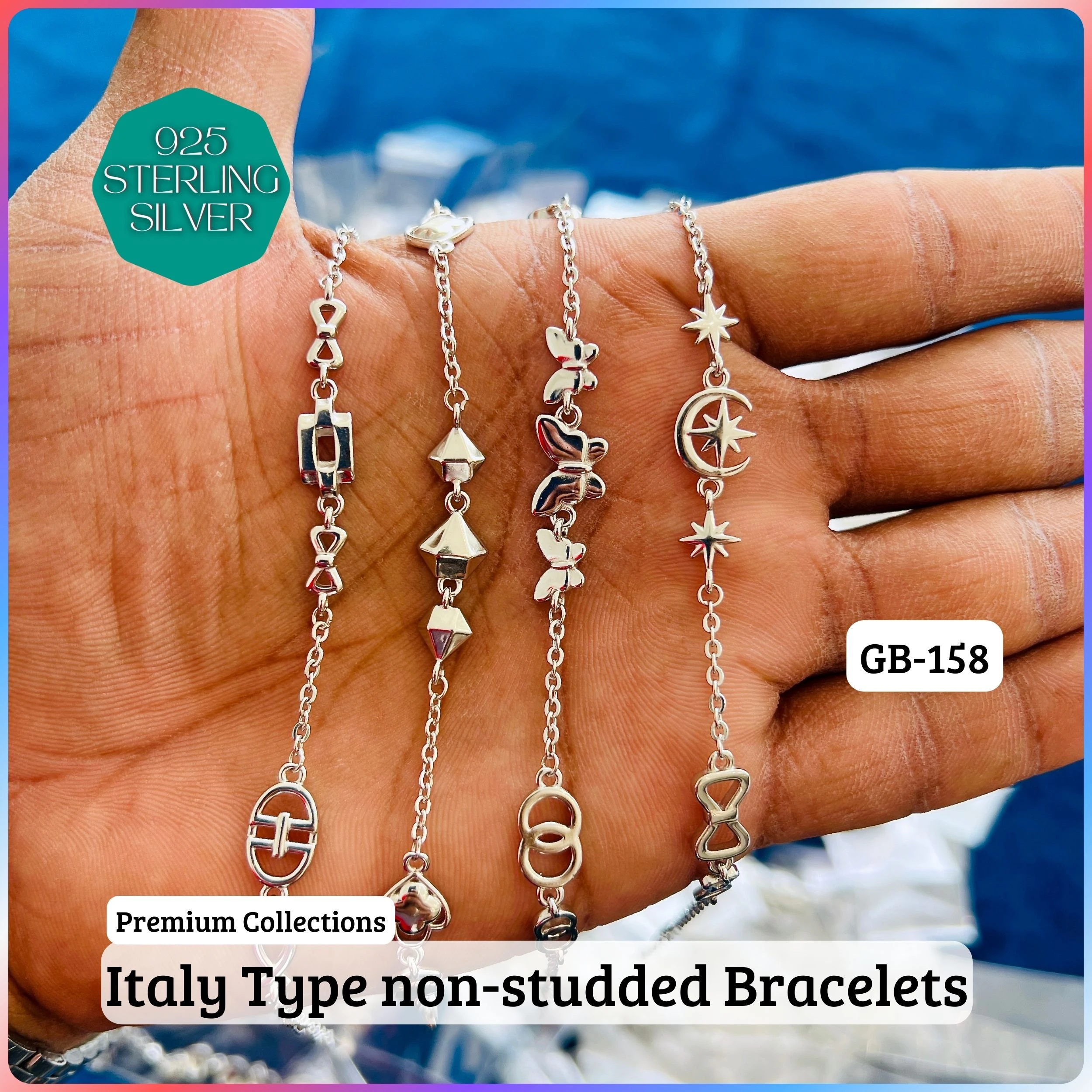 ITALY TYPE BRACELETS - Premium 925 Silver Jewellery - SKU: GB-158-000 - Hyderabad Silver Importers