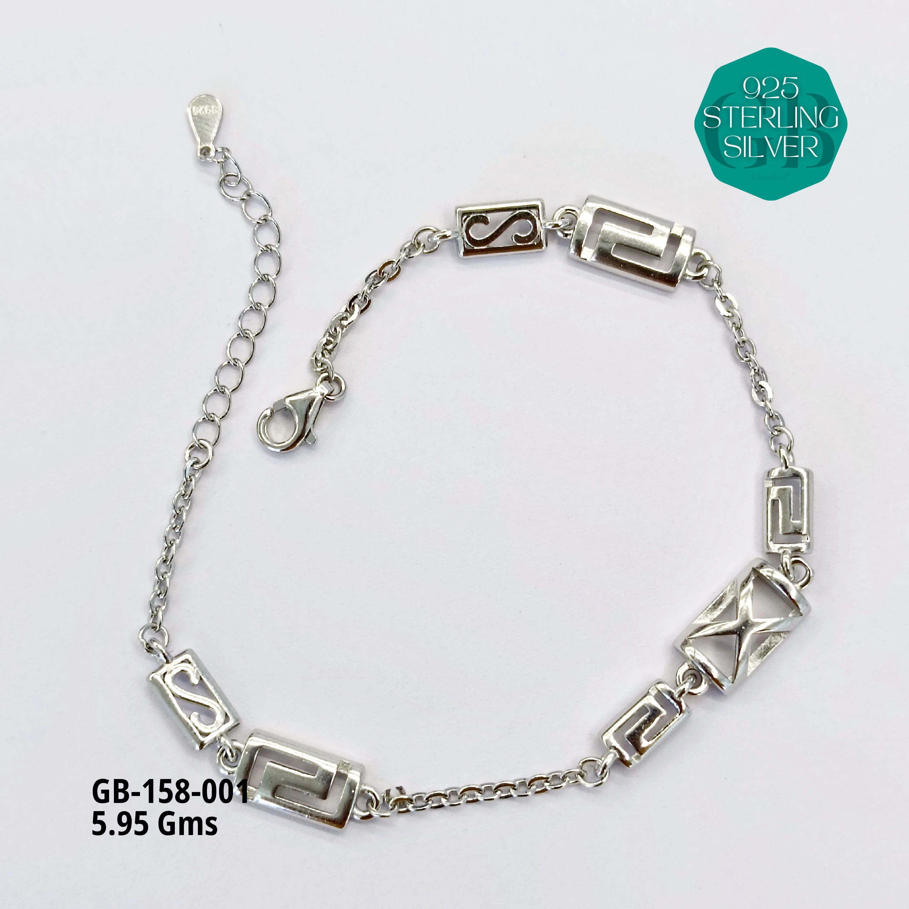 ITALY TYPE BRACELETS - Premium 925 Silver Jewellery - SKU: GB-158-001 - Hyderabad Silver Importers