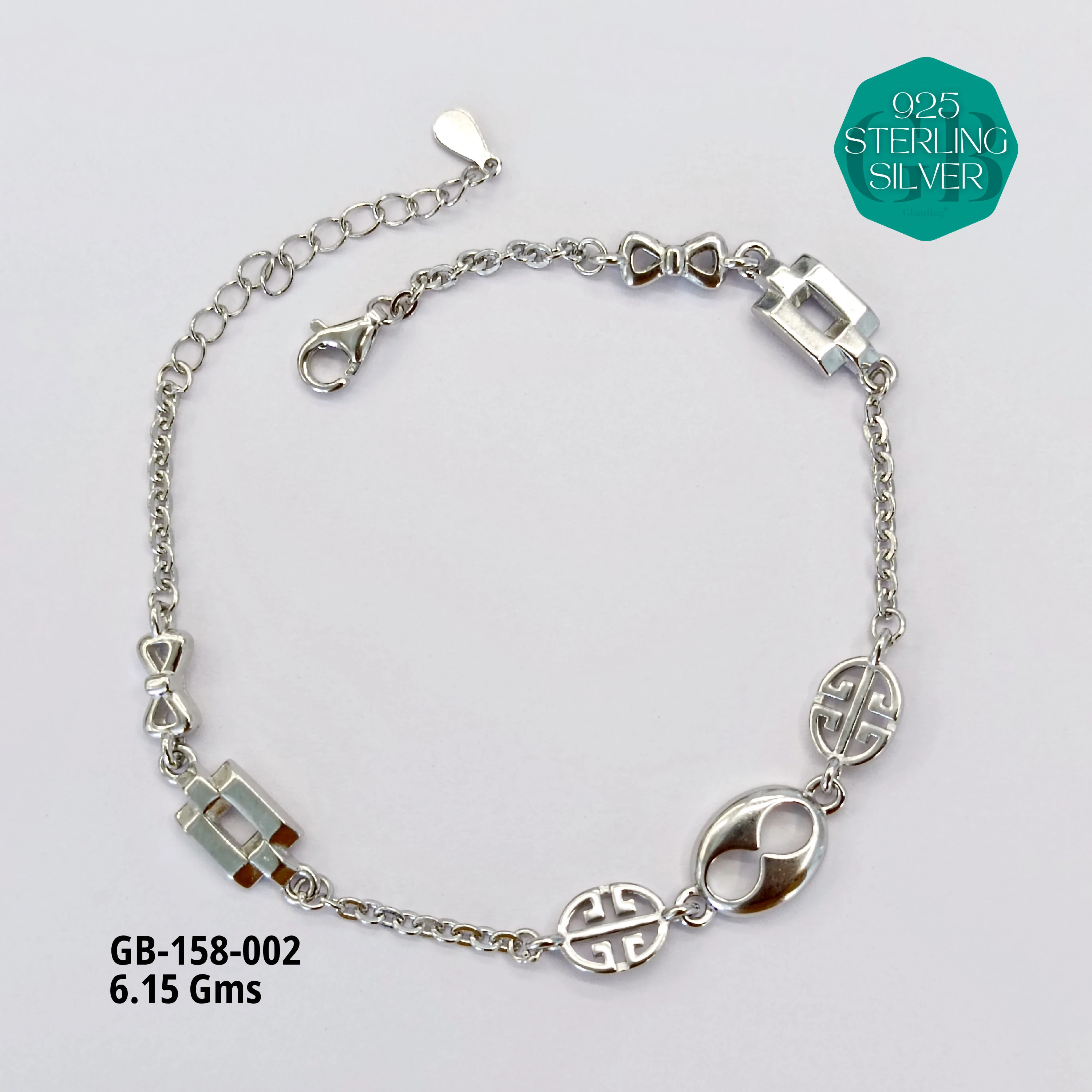 ITALY TYPE BRACELETS - Premium 925 Silver Jewellery - SKU: GB-158-002 - Hyderabad Silver Importers