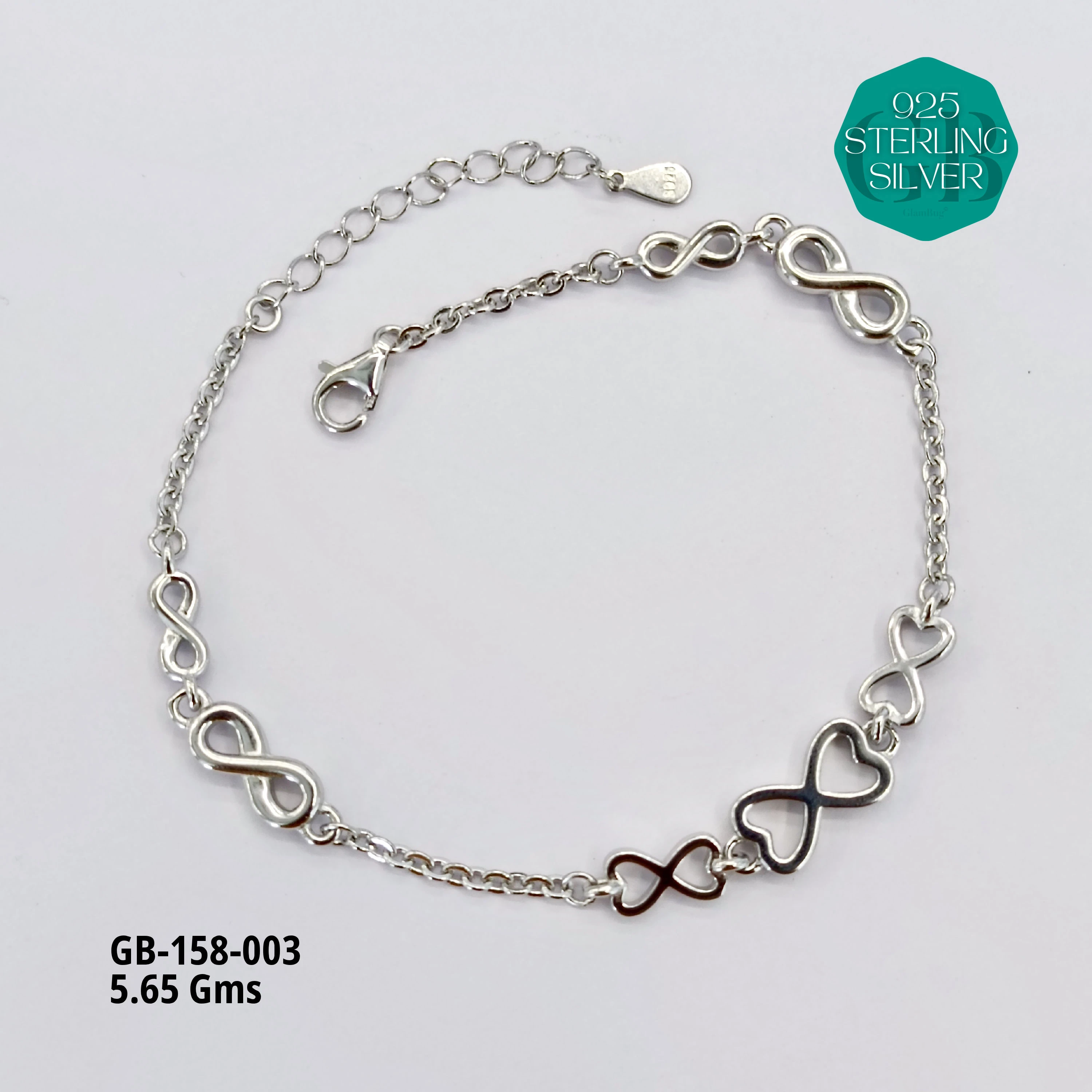 ITALY TYPE BRACELETS - Premium 925 Silver Jewellery - SKU: GB-158-003 - Hyderabad Silver Importers