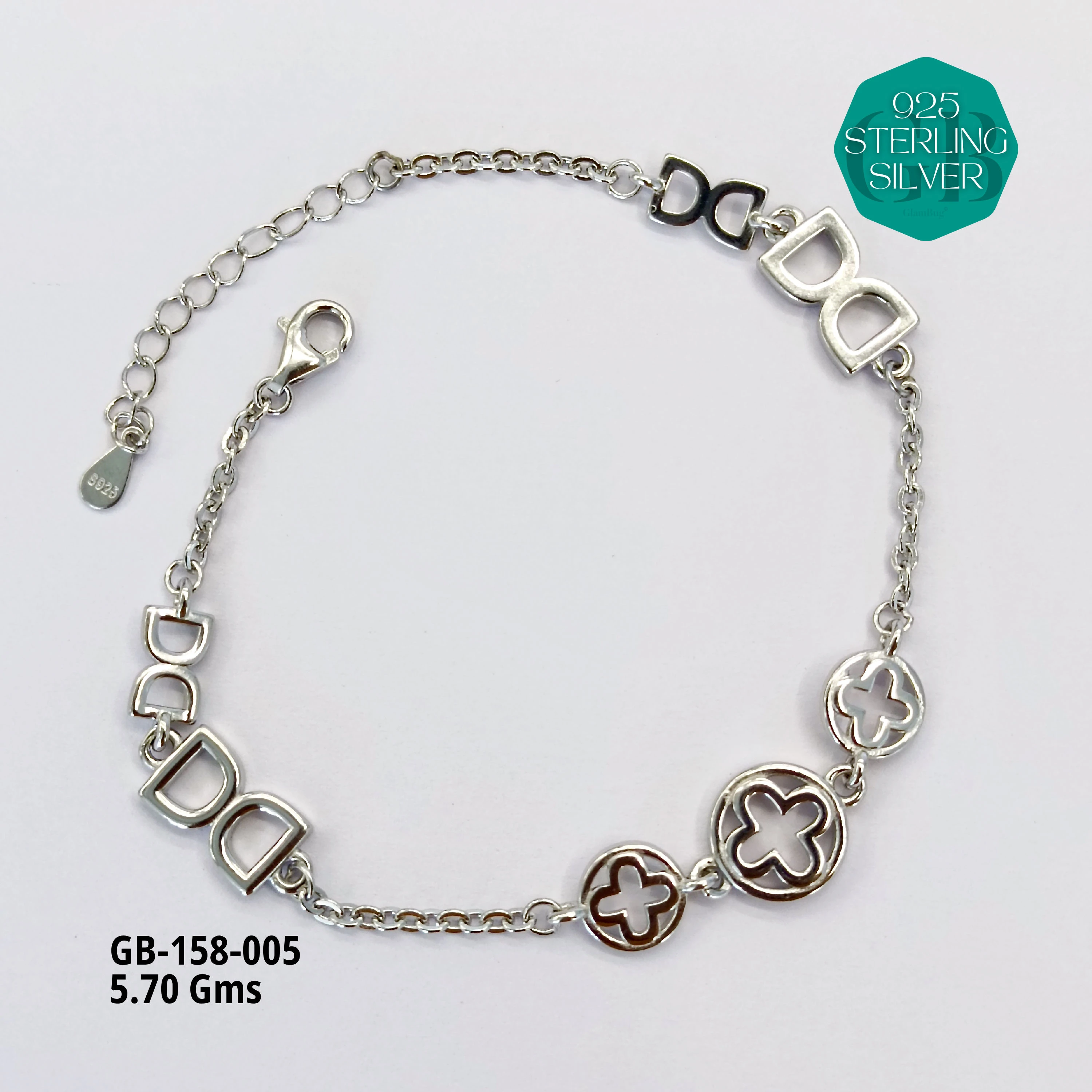 ITALY TYPE BRACELETS - Premium 925 Silver Jewellery - SKU: GB-158-005 - Hyderabad Silver Importers