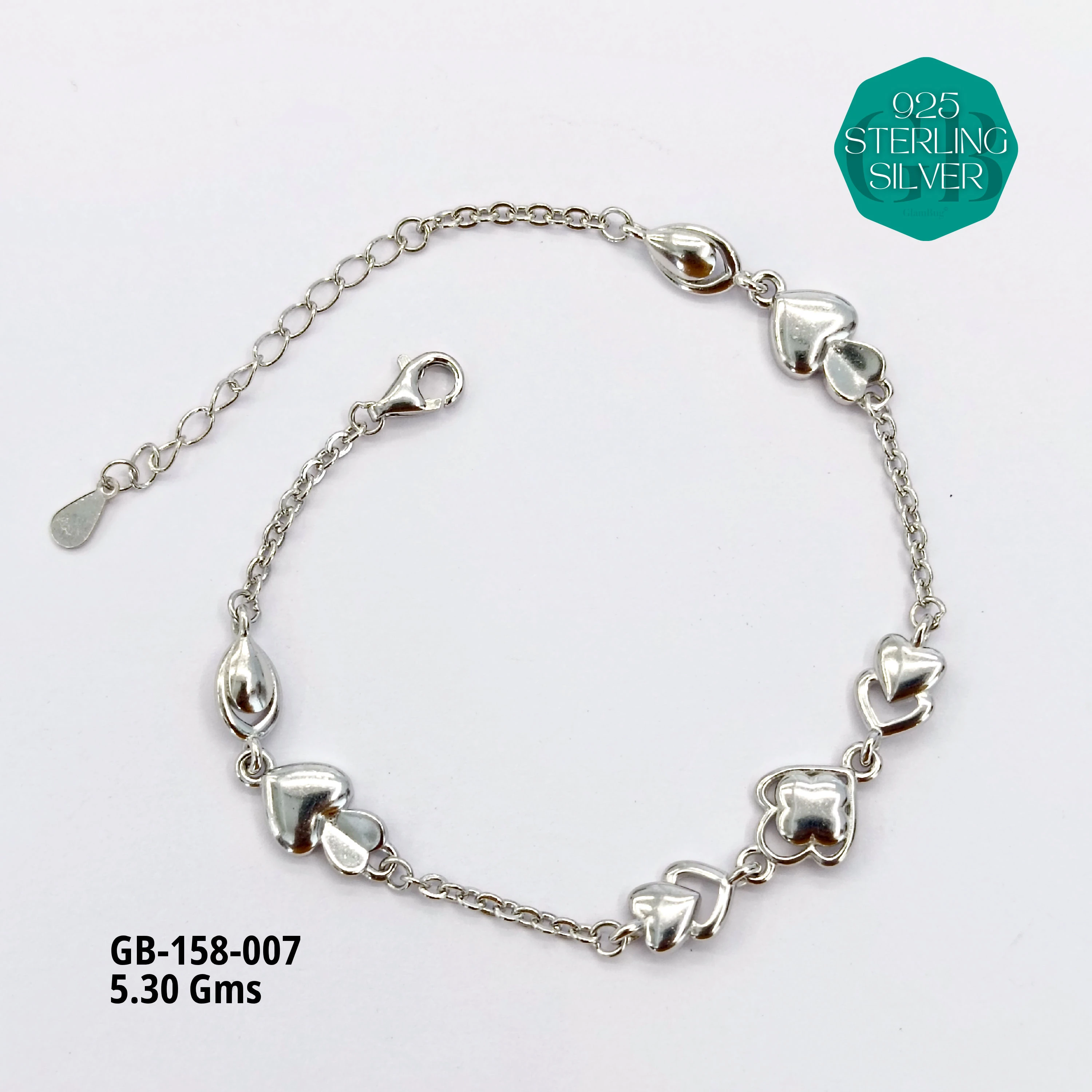 ITALY TYPE BRACELETS - Premium 925 Silver Jewellery - SKU: GB-158-007 - Hyderabad Silver Importers