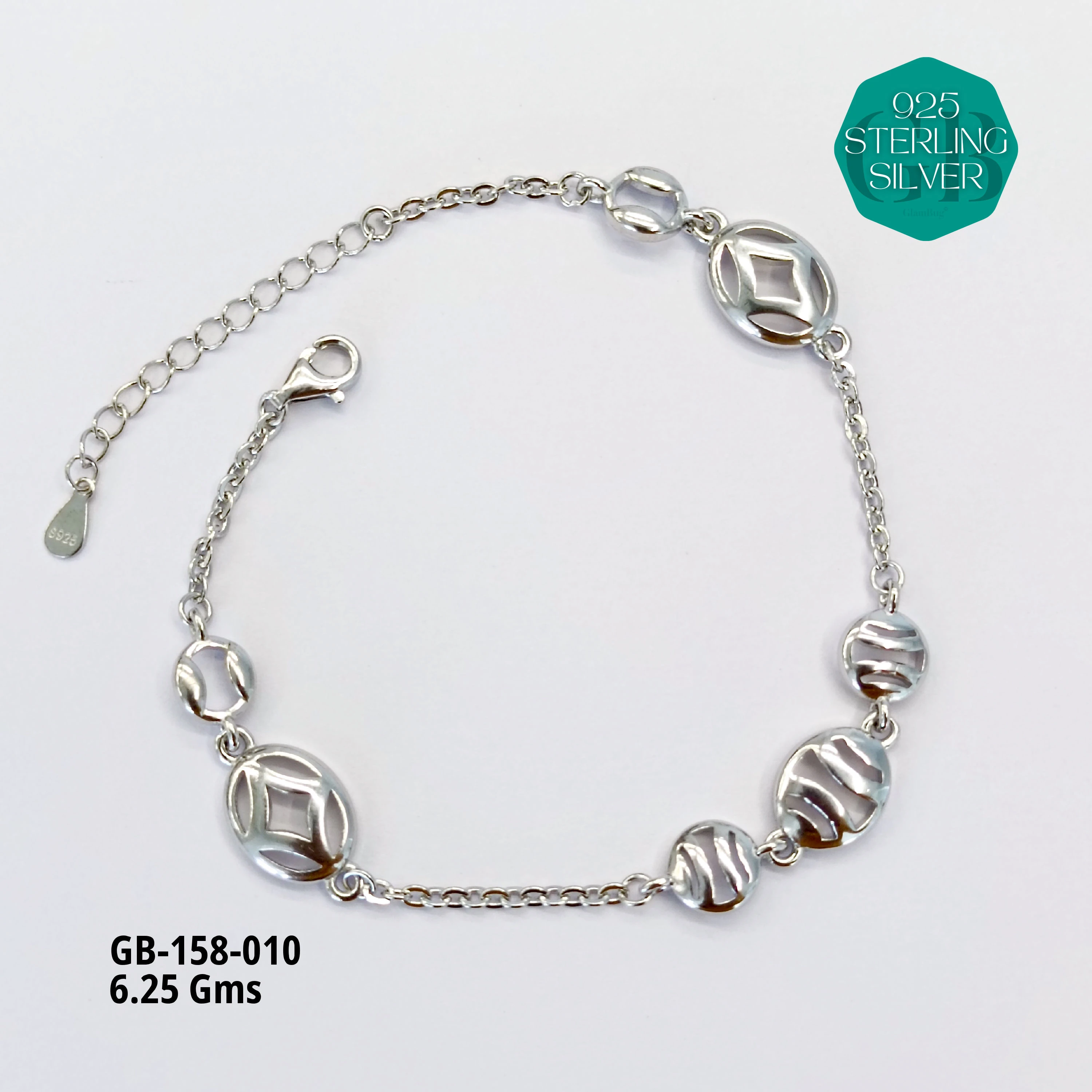 ITALY TYPE BRACELETS - Premium 925 Silver Jewellery - SKU: GB-158-010 - Hyderabad Silver Importers