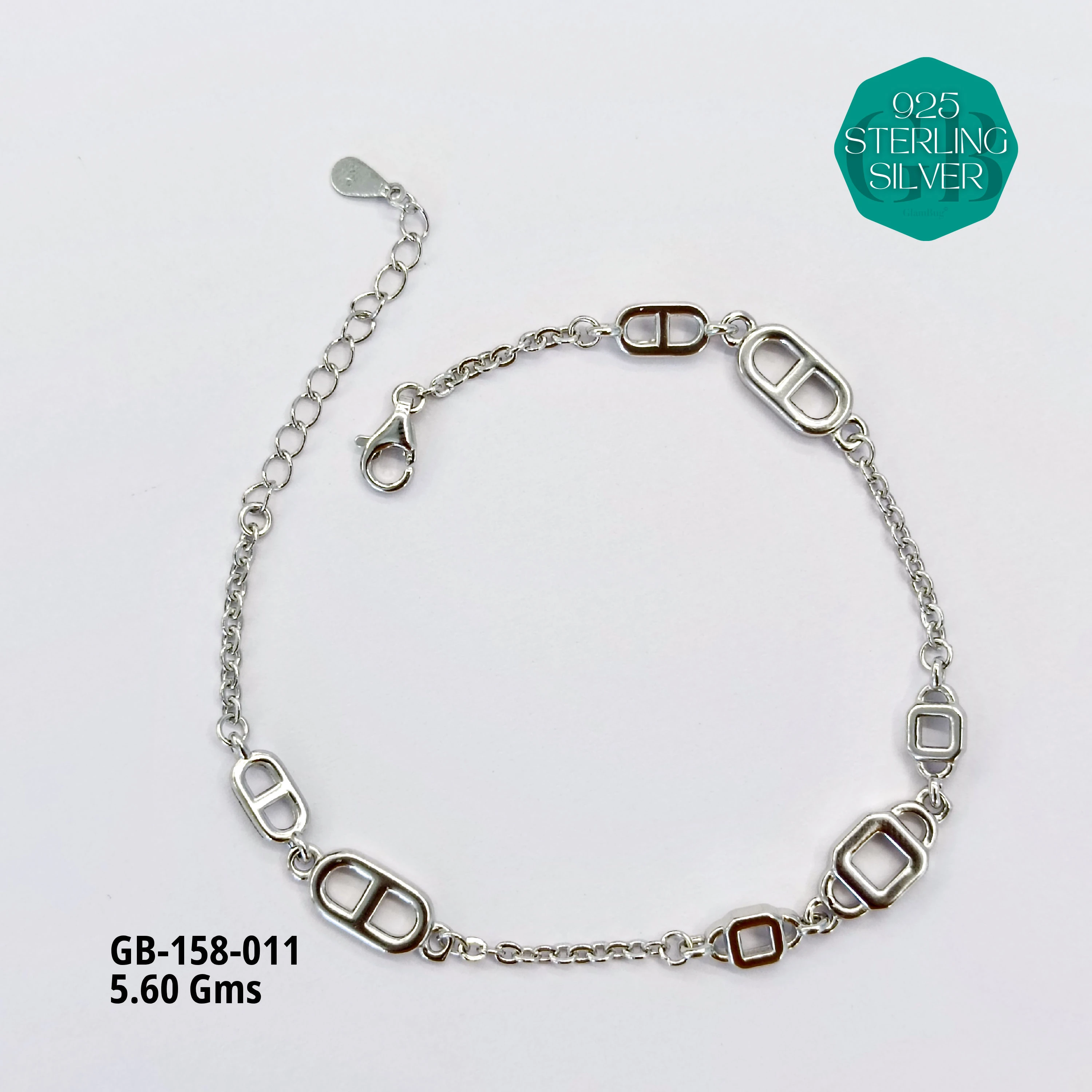 ITALY TYPE BRACELETS - Premium 925 Silver Jewellery - SKU: GB-158-011 - Hyderabad Silver Importers
