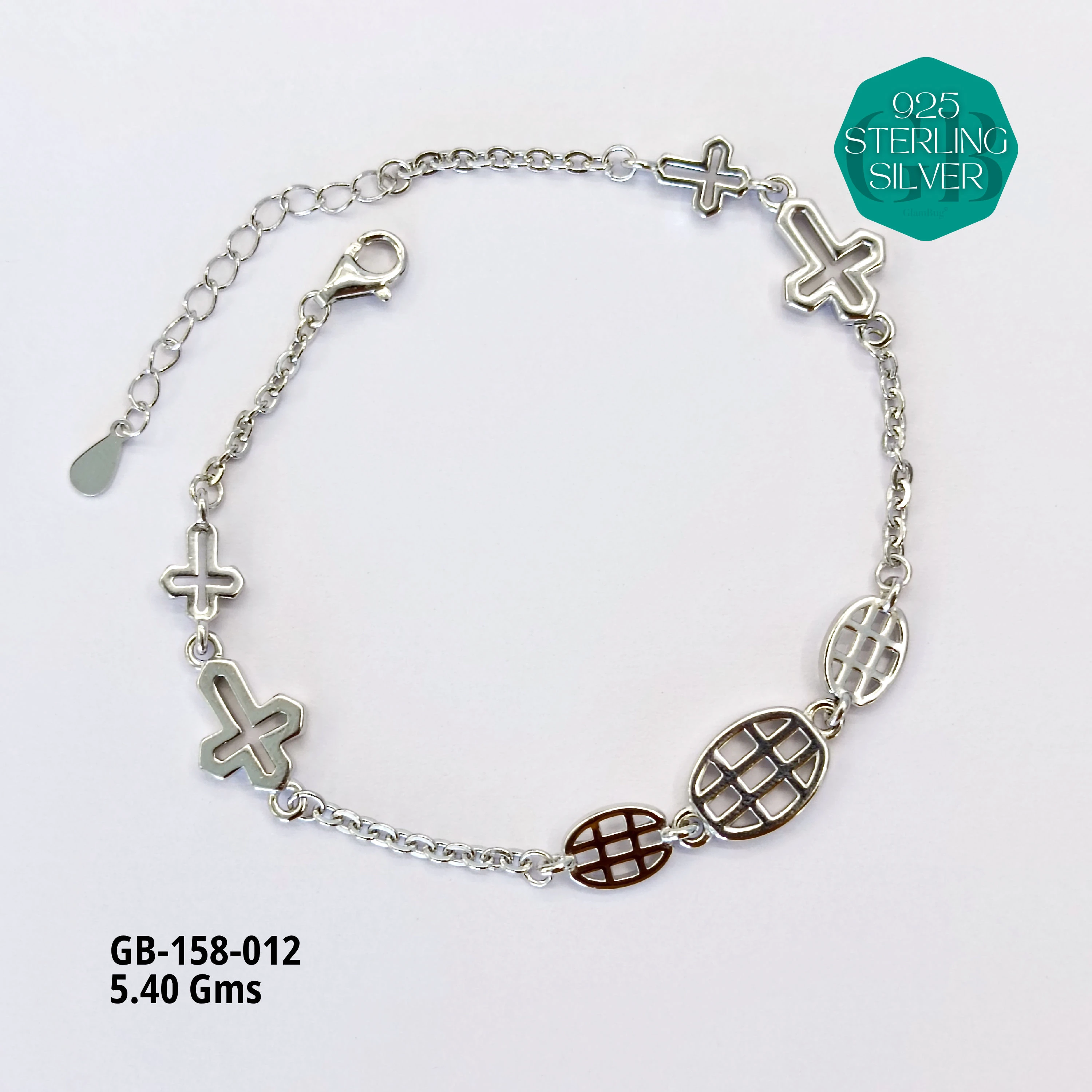 ITALY TYPE BRACELETS - Premium 925 Silver Jewellery - SKU: GB-158-012 - Hyderabad Silver Importers