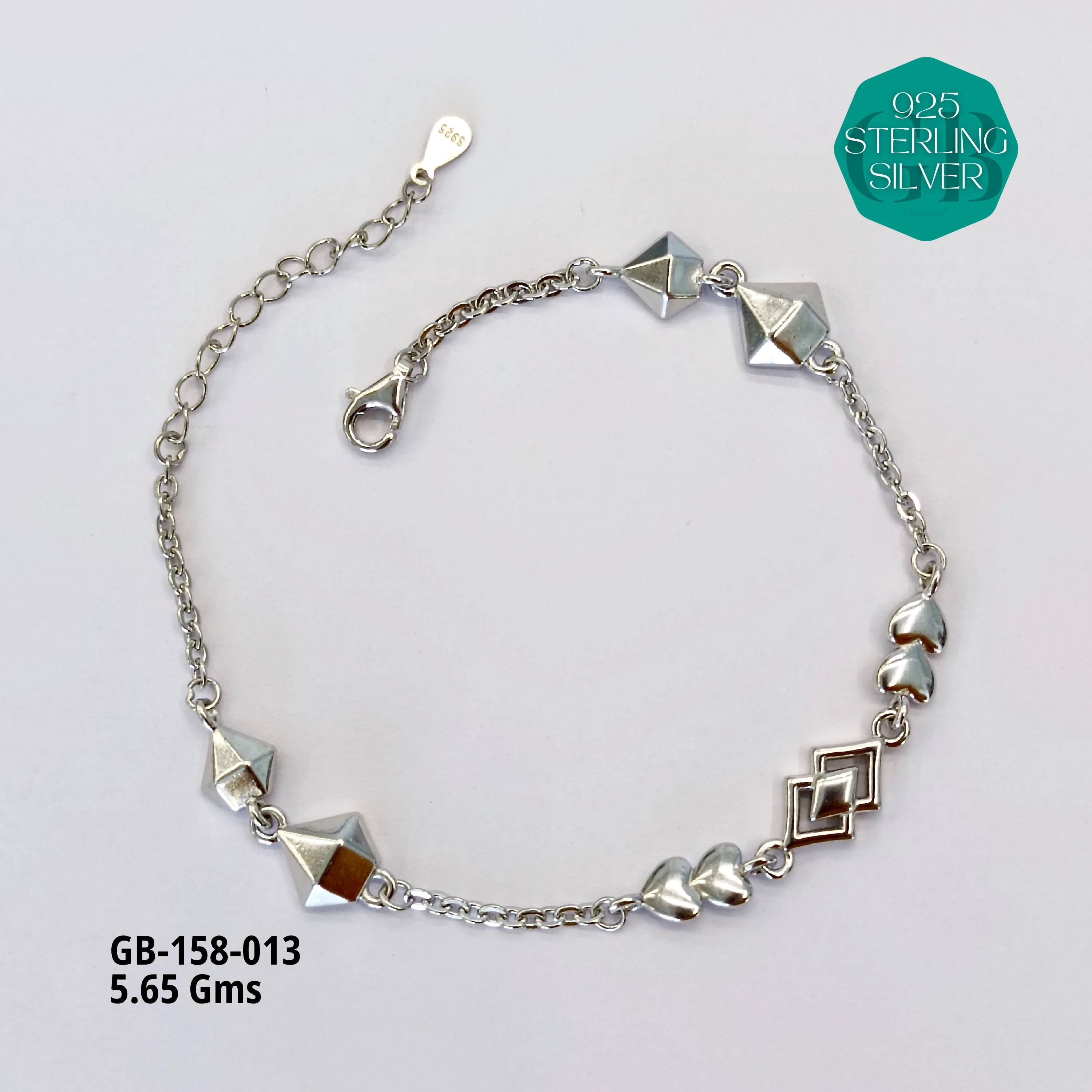 ITALY TYPE BRACELETS - Premium 925 Silver Jewellery - SKU: GB-158-013 - Hyderabad Silver Importers
