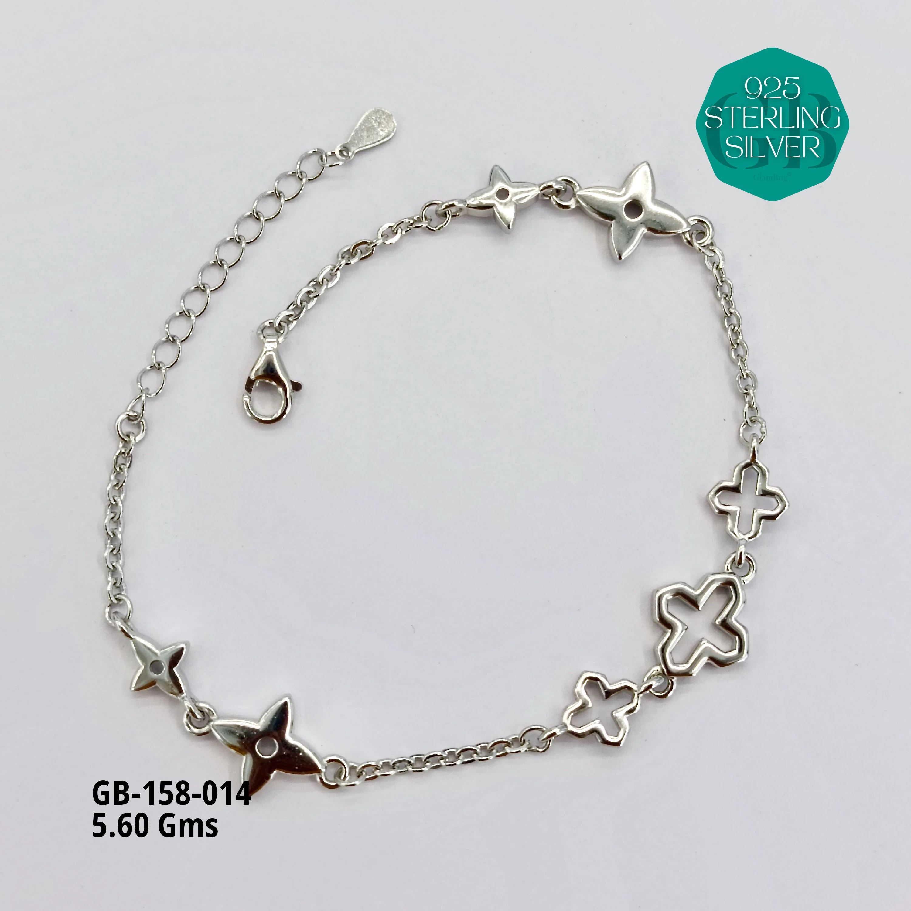 ITALY TYPE BRACELETS - Premium 925 Silver Jewellery - SKU: GB-158-014 - Hyderabad Silver Importers
