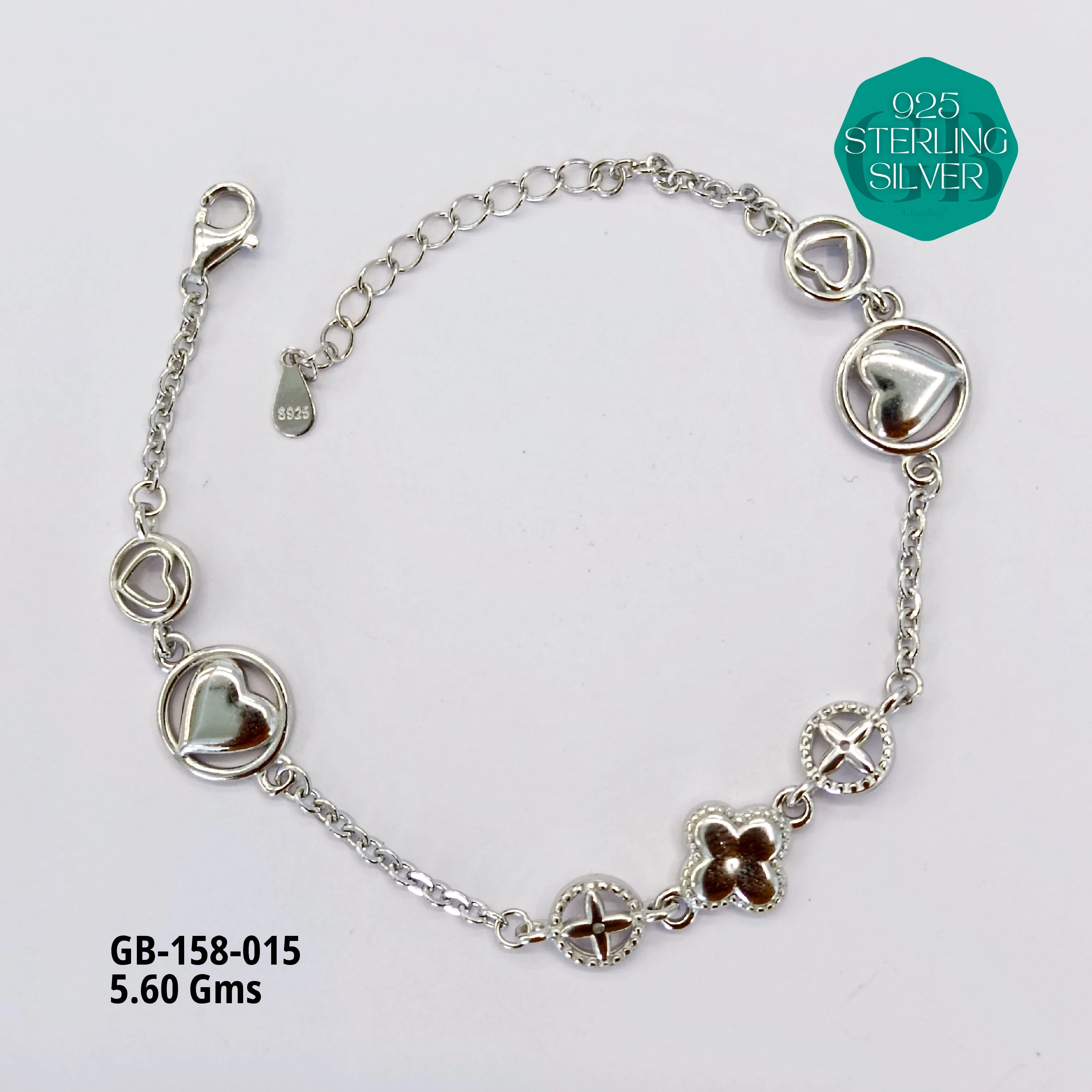 ITALY TYPE BRACELETS - Premium 925 Silver Jewellery - SKU: GB-158-015 - Hyderabad Silver Importers