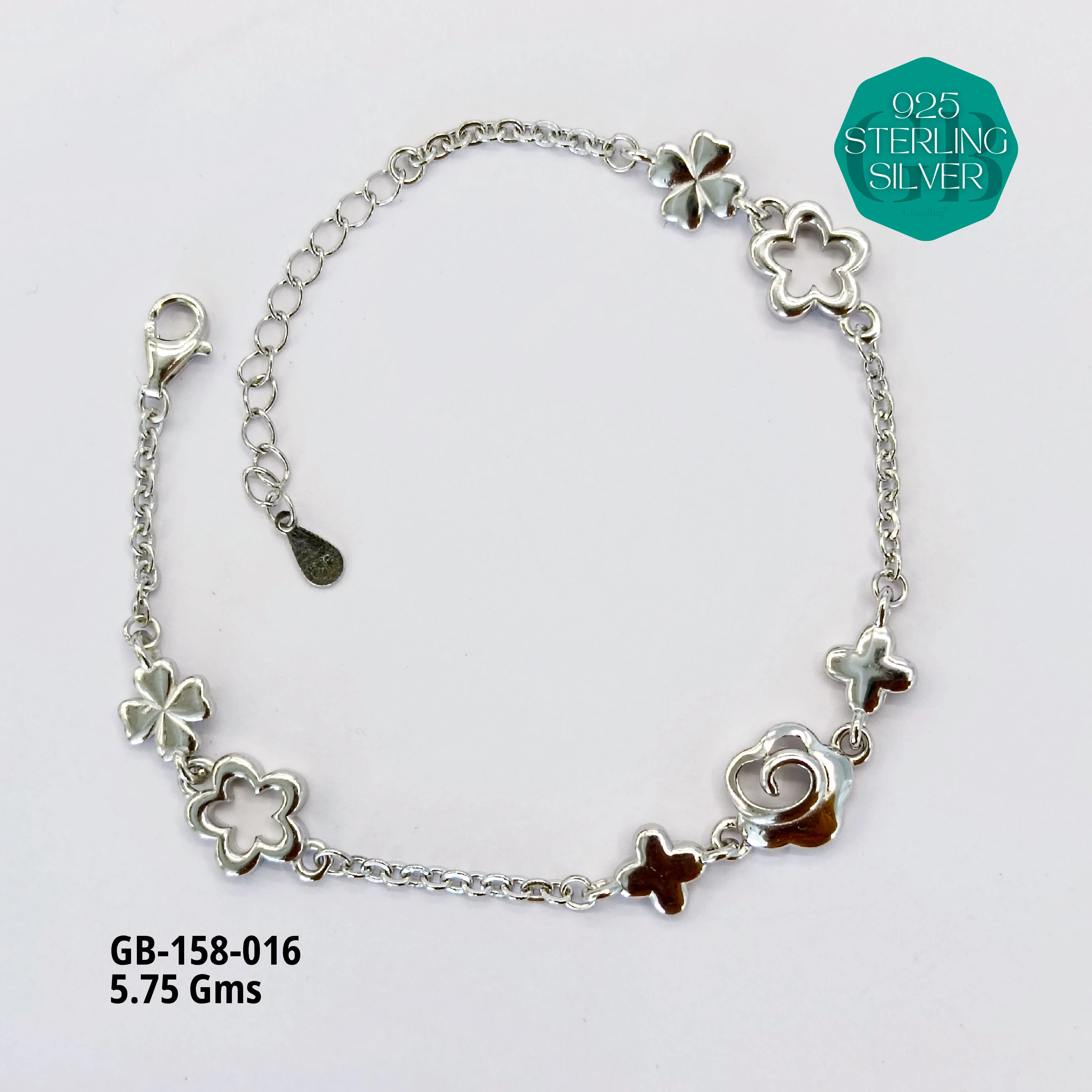 ITALY TYPE BRACELETS - Premium 925 Silver Jewellery - SKU: GB-158-016 - Hyderabad Silver Importers