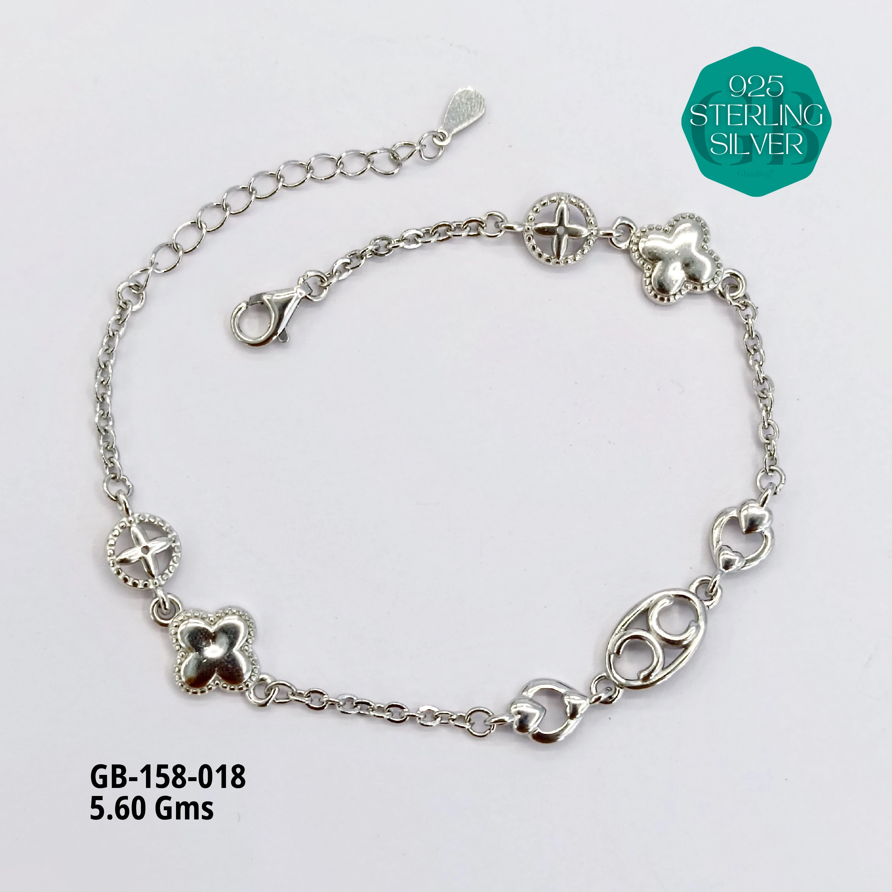 ITALY TYPE BRACELETS - Premium 925 Silver Jewellery - SKU: GB-158-018 - Hyderabad Silver Importers