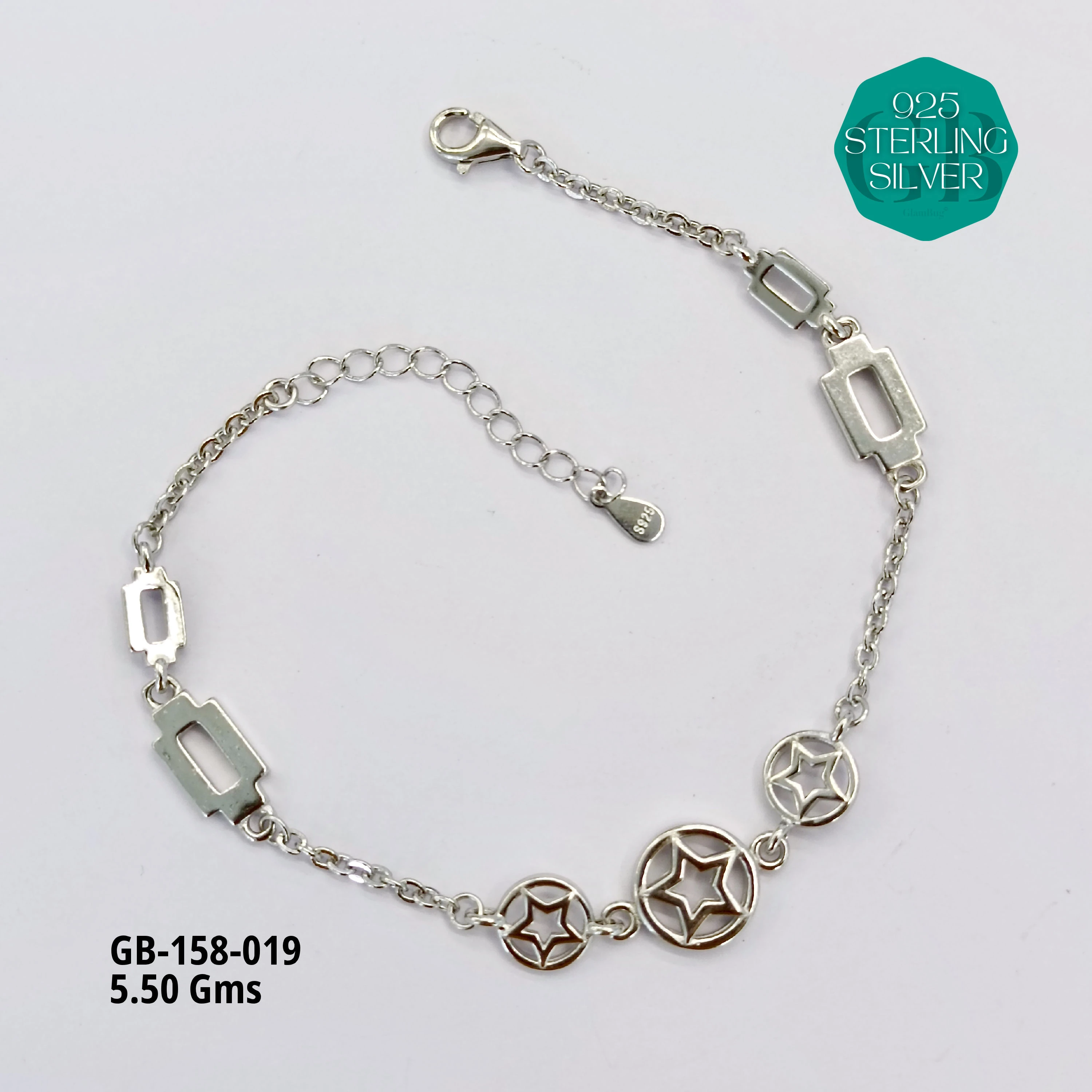 ITALY TYPE BRACELETS - Premium 925 Silver Jewellery - SKU: GB-158-019 - Hyderabad Silver Importers