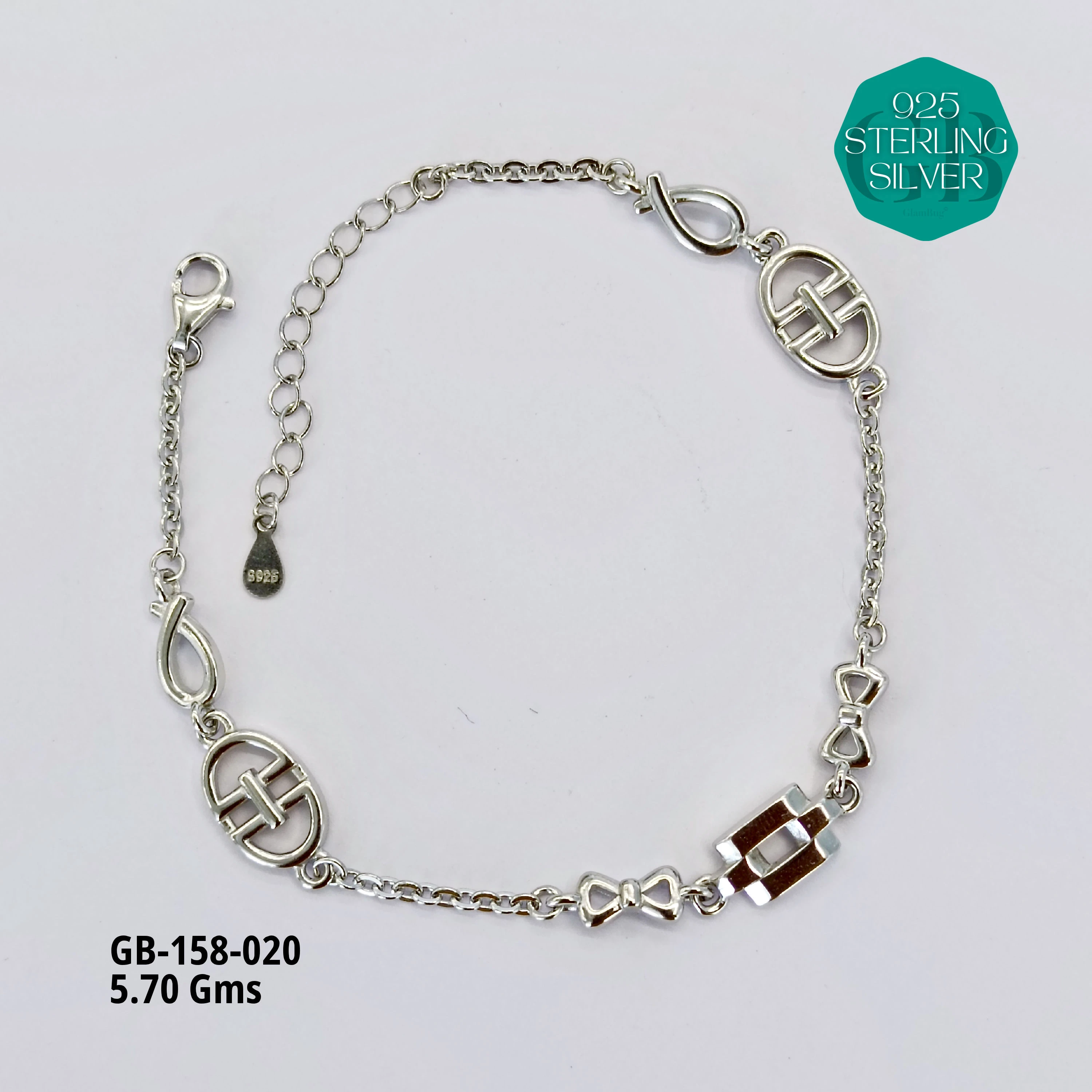 ITALY TYPE BRACELETS - Premium 925 Silver Jewellery - SKU: GB-158-020 - Hyderabad Silver Importers