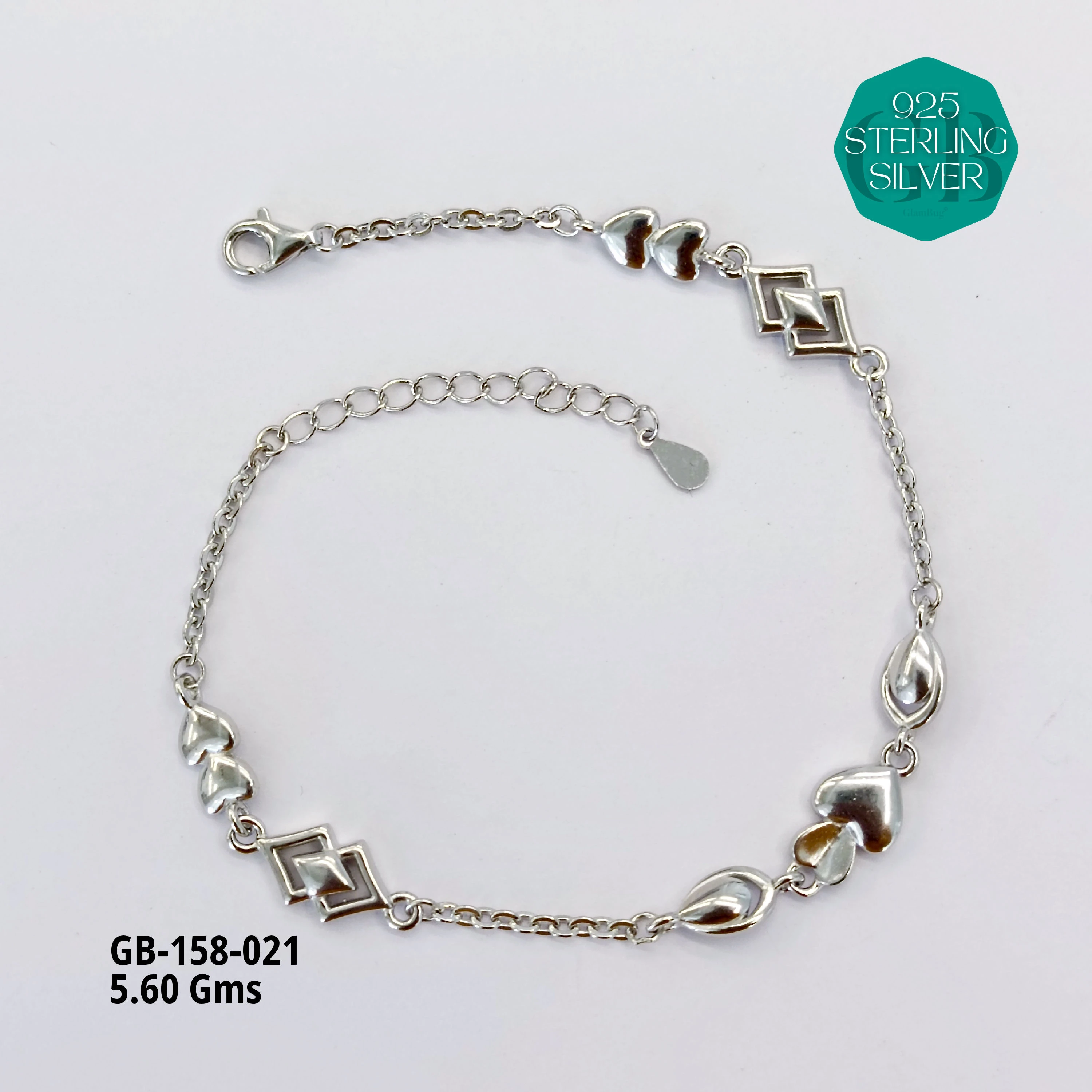 ITALY TYPE BRACELETS - Premium 925 Silver Jewellery - SKU: GB-158-021 - Hyderabad Silver Importers