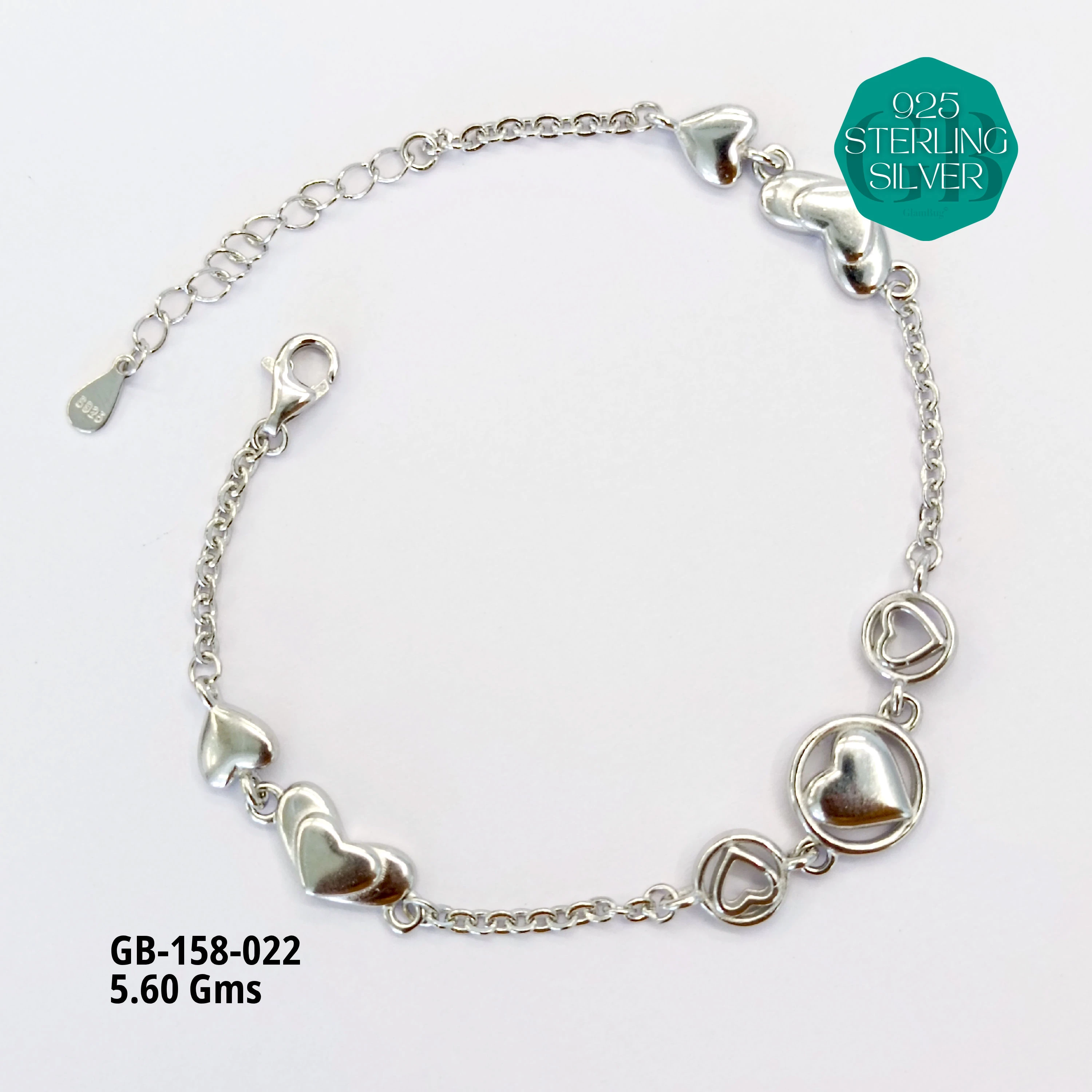 ITALY TYPE BRACELETS - Premium 925 Silver Jewellery - SKU: GB-158-022 - Hyderabad Silver Importers