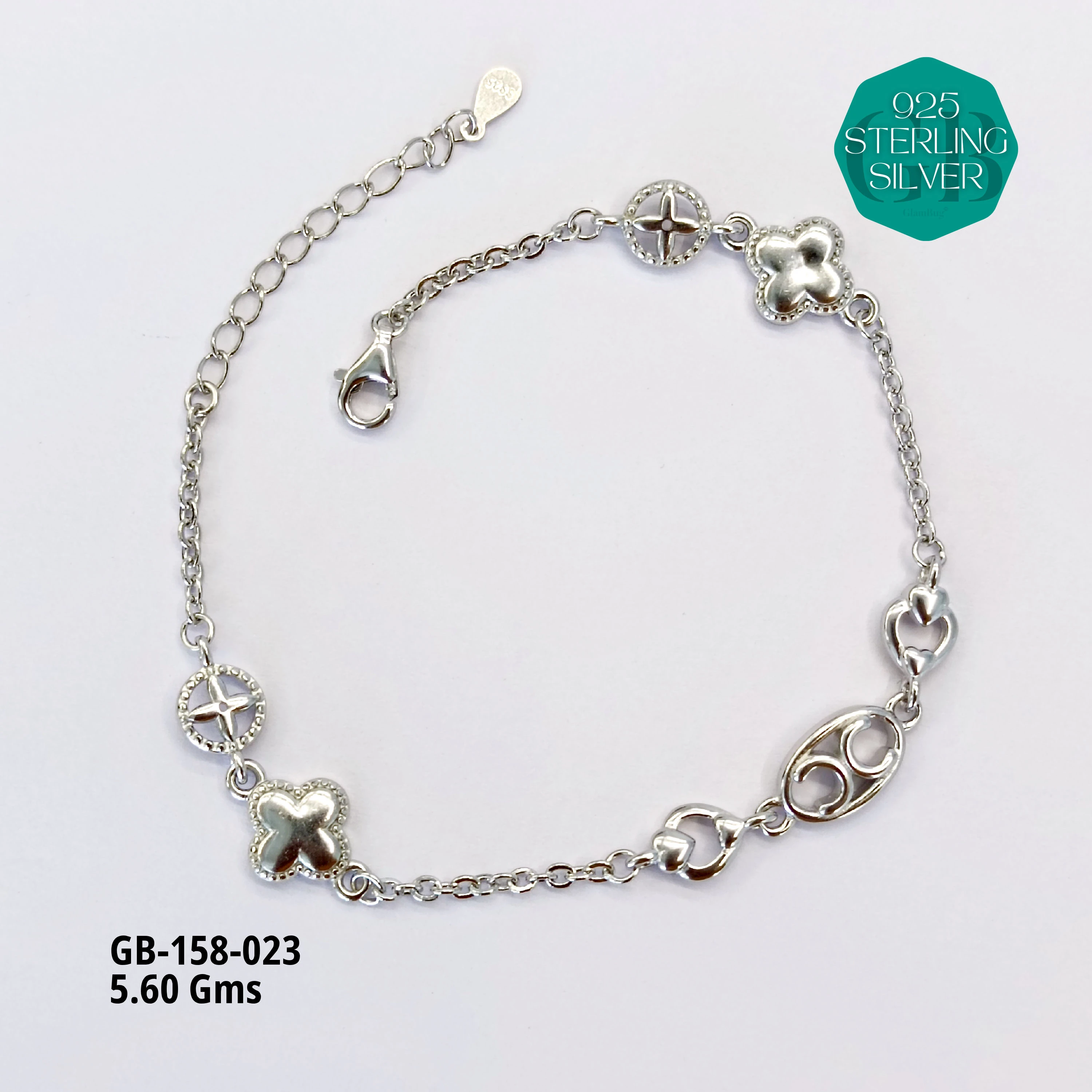 ITALY TYPE BRACELETS - Premium 925 Silver Jewellery - SKU: GB-158-023 - Hyderabad Silver Importers