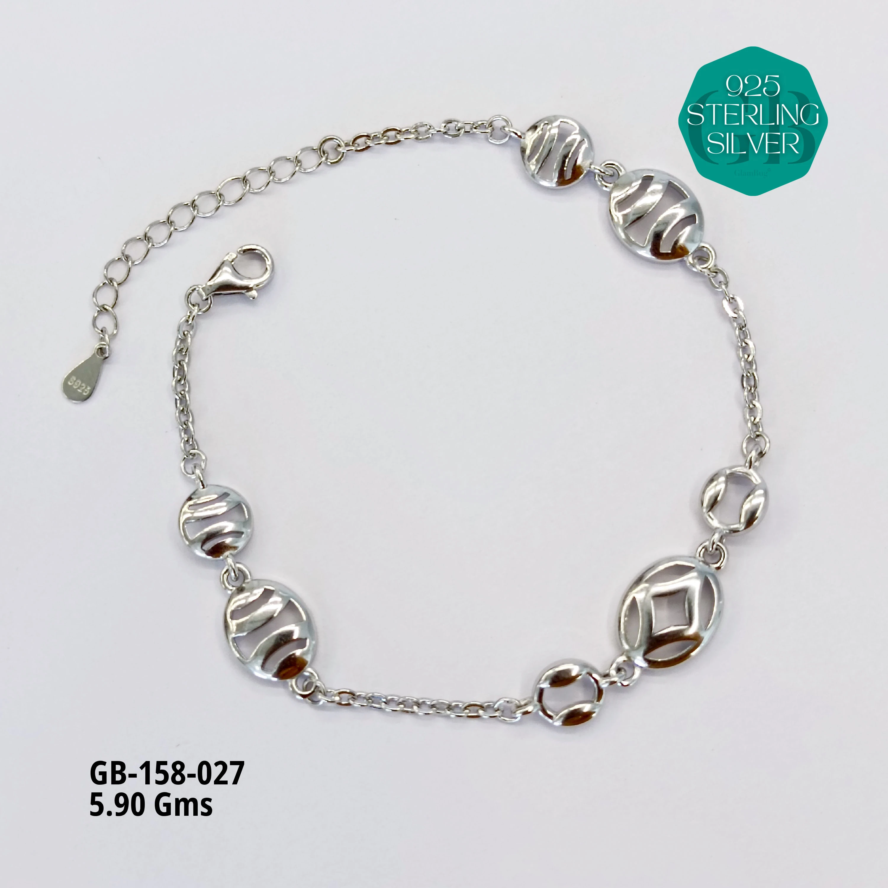 ITALY TYPE BRACELETS - Premium 925 Silver Jewellery - SKU: GB-158-027 - Hyderabad Silver Importers