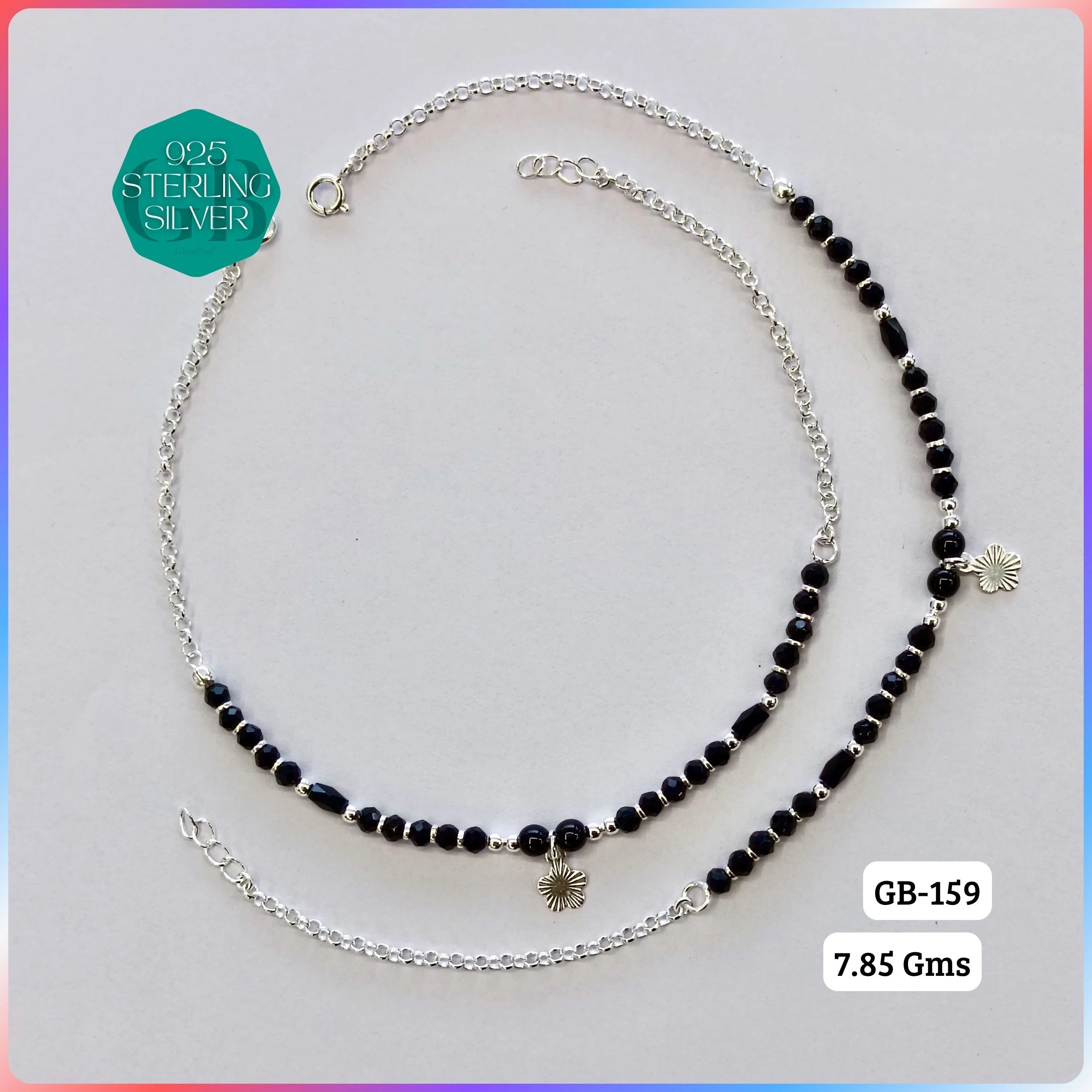 HALF LINK PREMIUM NAZARIA - Premium 925 Silver Jewellery - SKU: GB-159-001 - Hyderabad Silver Importers