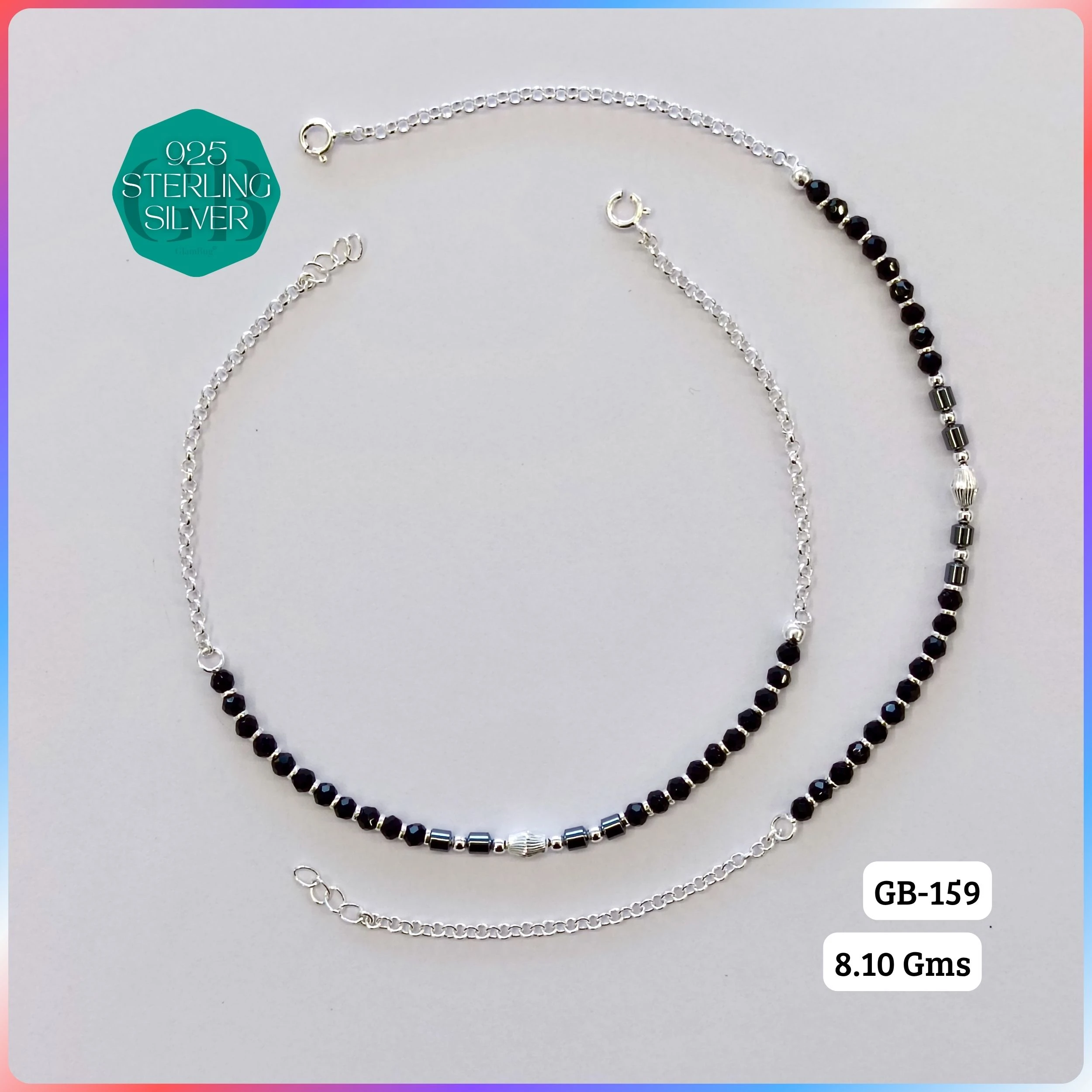 HALF LINK PREMIUM NAZARIA - Premium 925 Silver Jewellery - SKU: GB-159-002 - Hyderabad Silver Importers