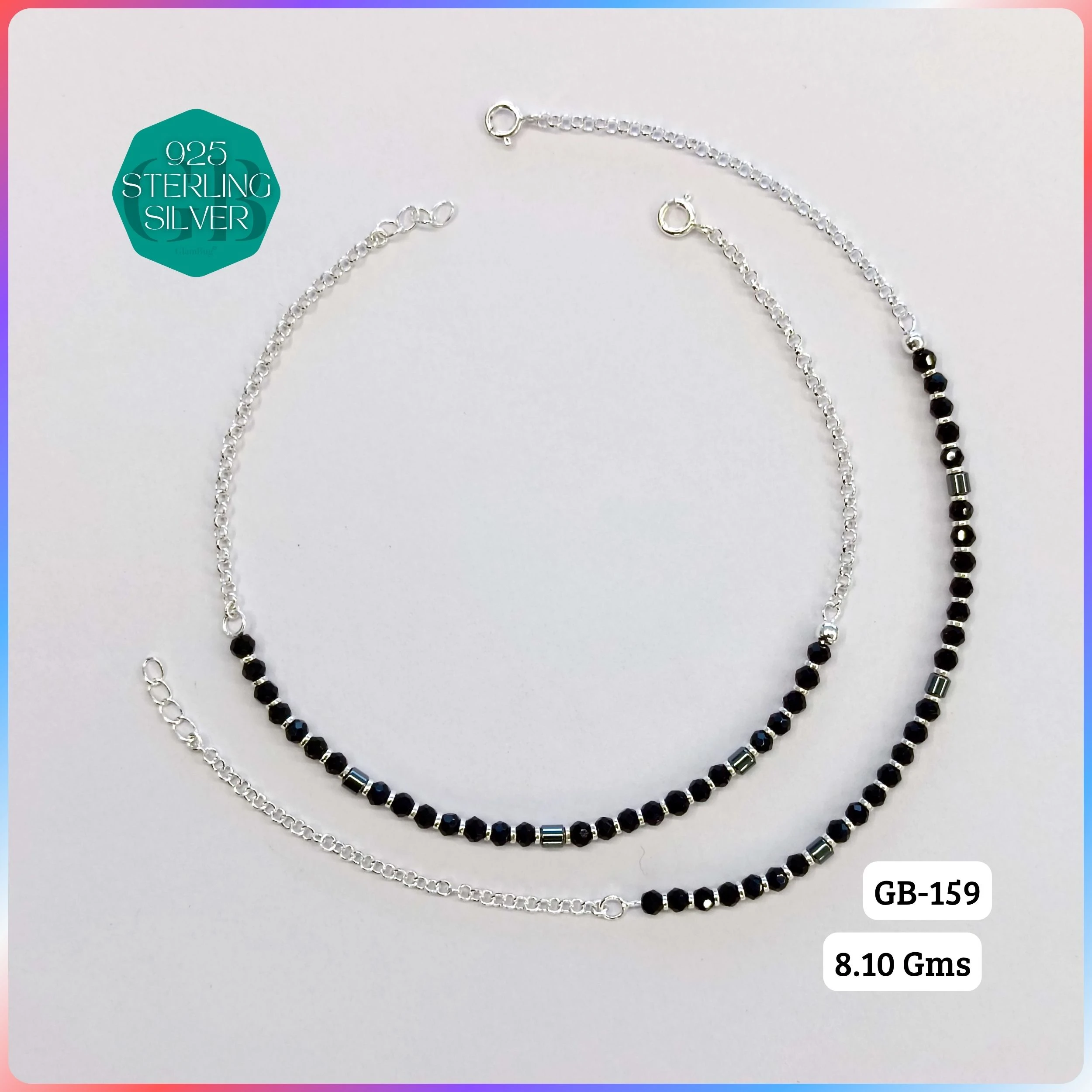 HALF LINK PREMIUM NAZARIA - Premium 925 Silver Jewellery - SKU: GB-159-004 - Hyderabad Silver Importers