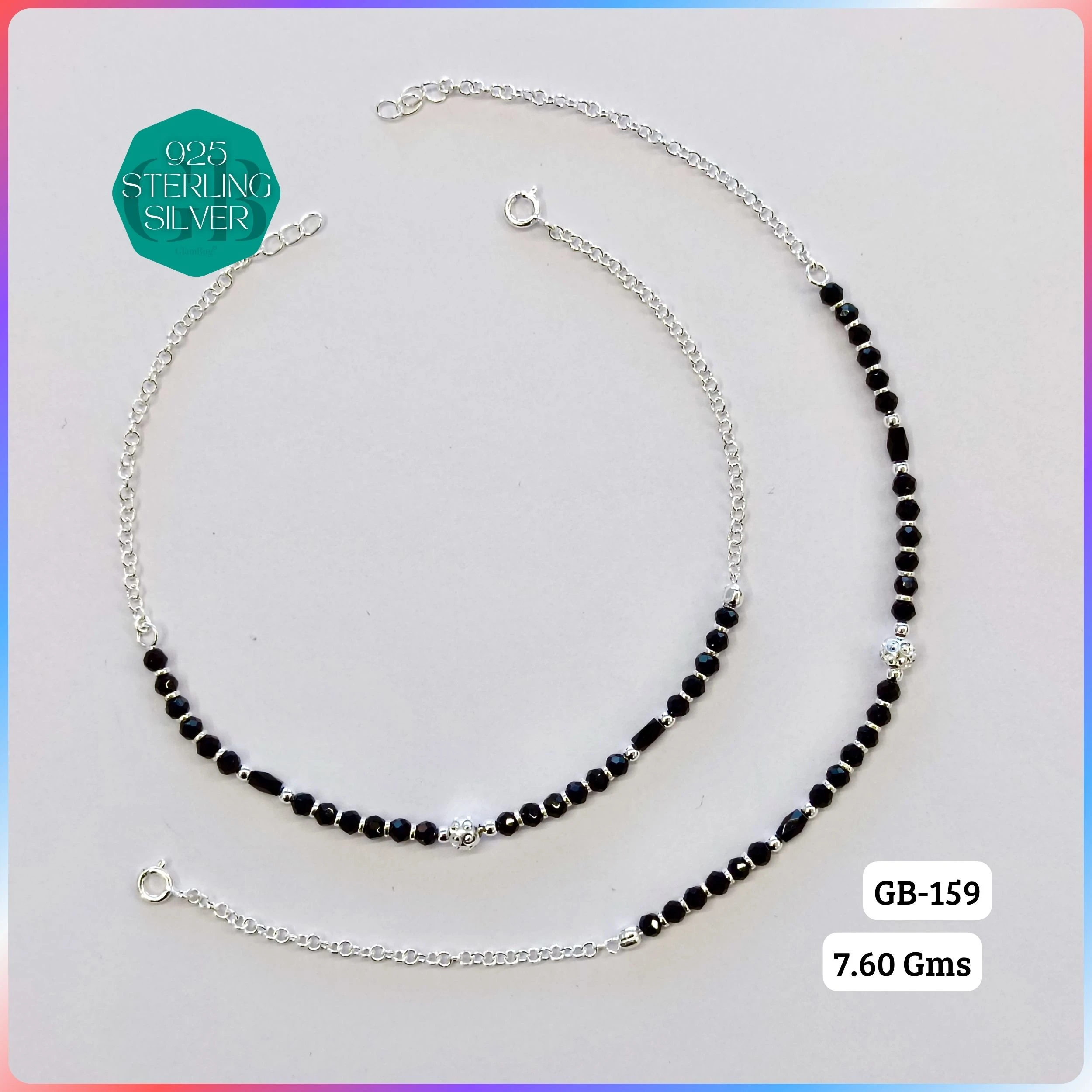 HALF LINK PREMIUM NAZARIA - Premium 925 Silver Jewellery - SKU: GB-159-008 - Hyderabad Silver Importers