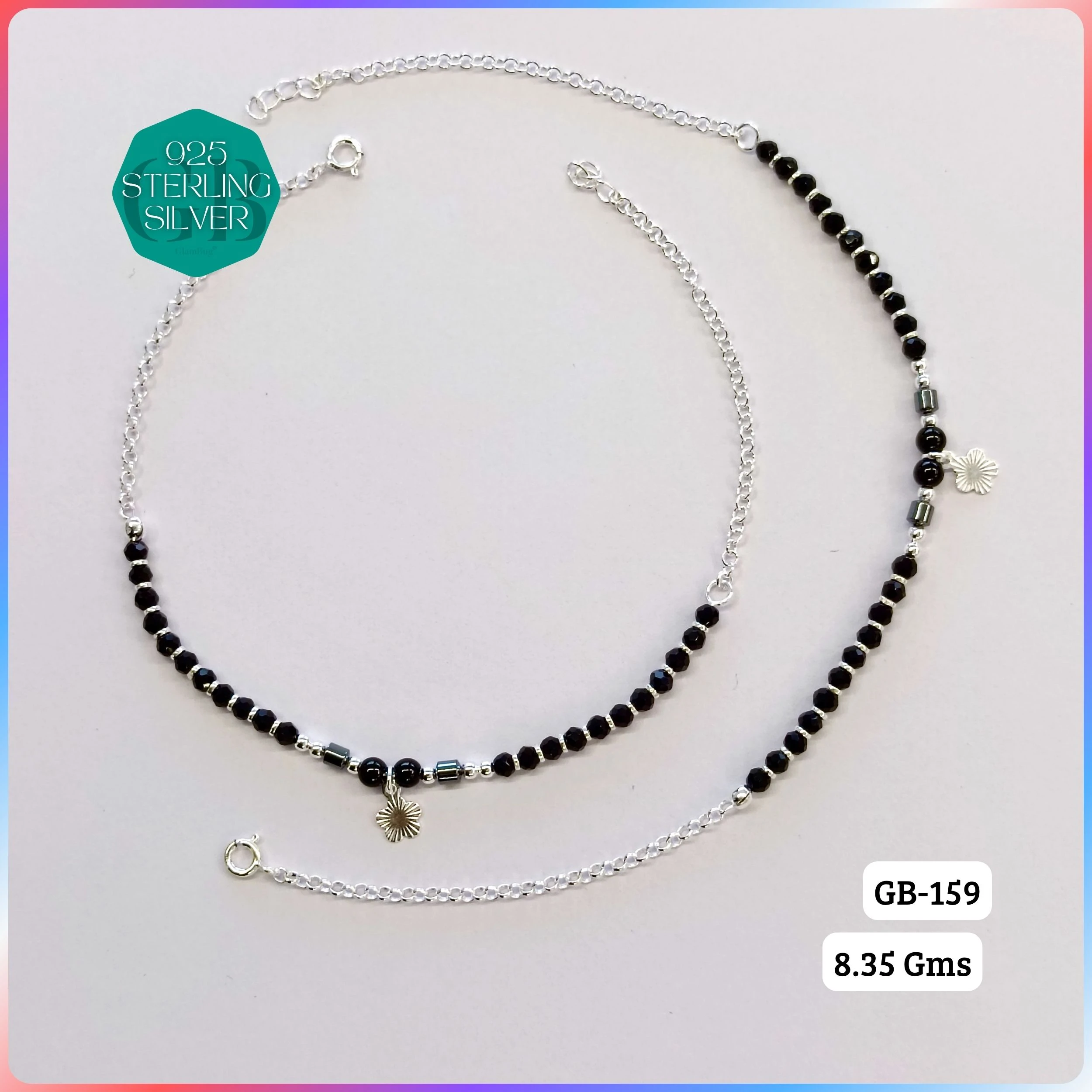 HALF LINK PREMIUM NAZARIA - Premium 925 Silver Jewellery - SKU: GB-159-009 - Hyderabad Silver Importers