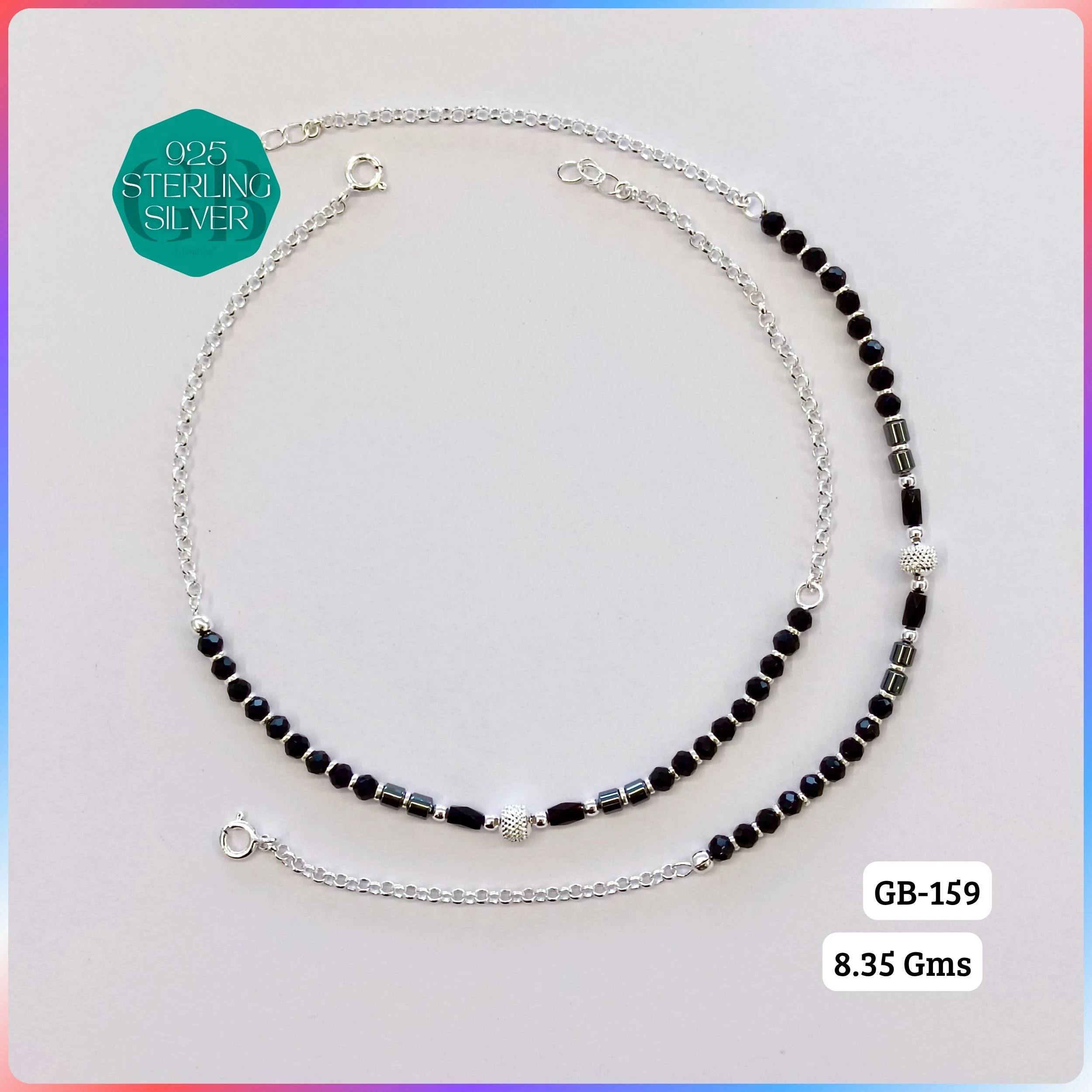 HALF LINK PREMIUM NAZARIA - Premium 925 Silver Jewellery - SKU: GB-159-010 - Hyderabad Silver Importers