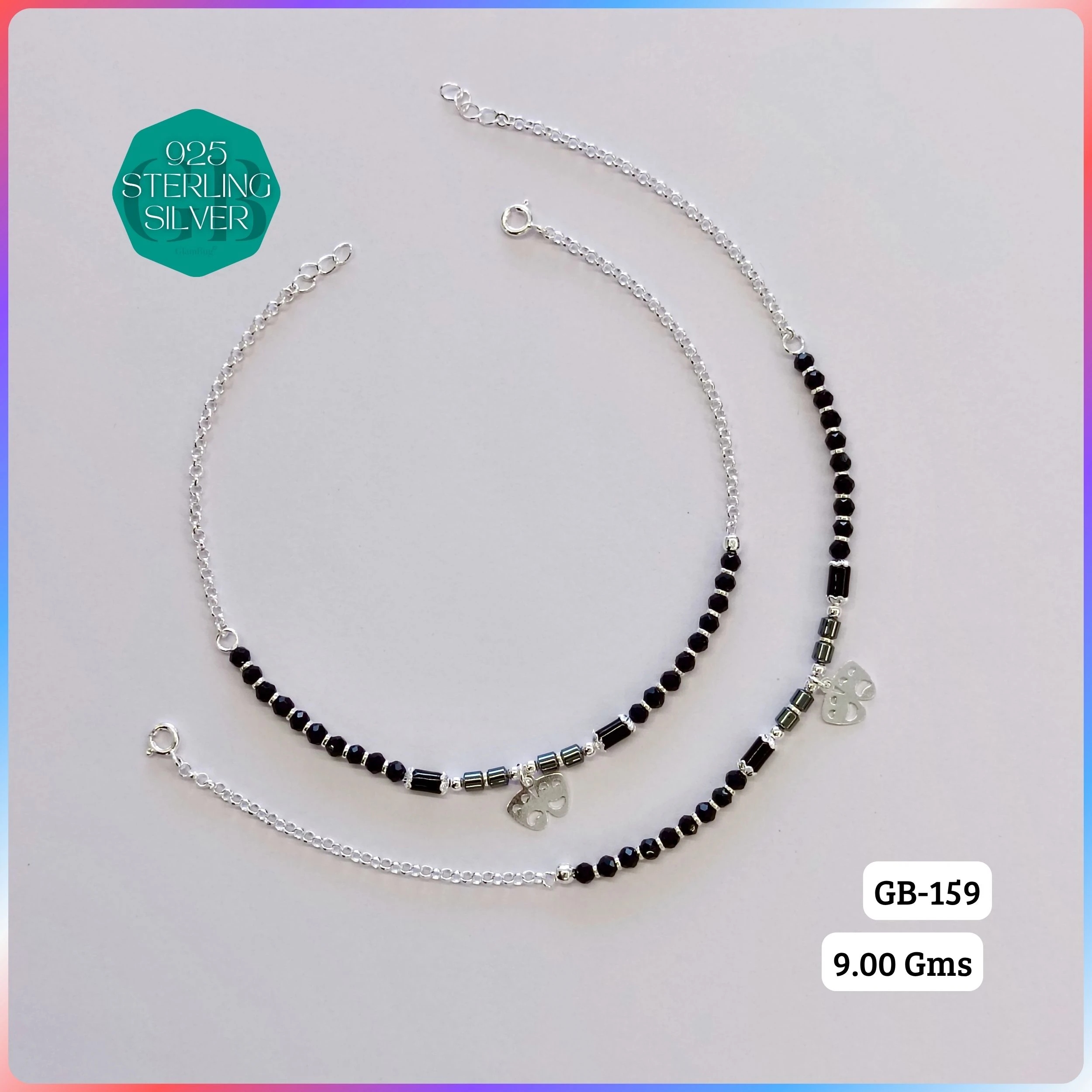 HALF LINK PREMIUM NAZARIA - Premium 925 Silver Jewellery - SKU: GB-159-011 - Hyderabad Silver Importers