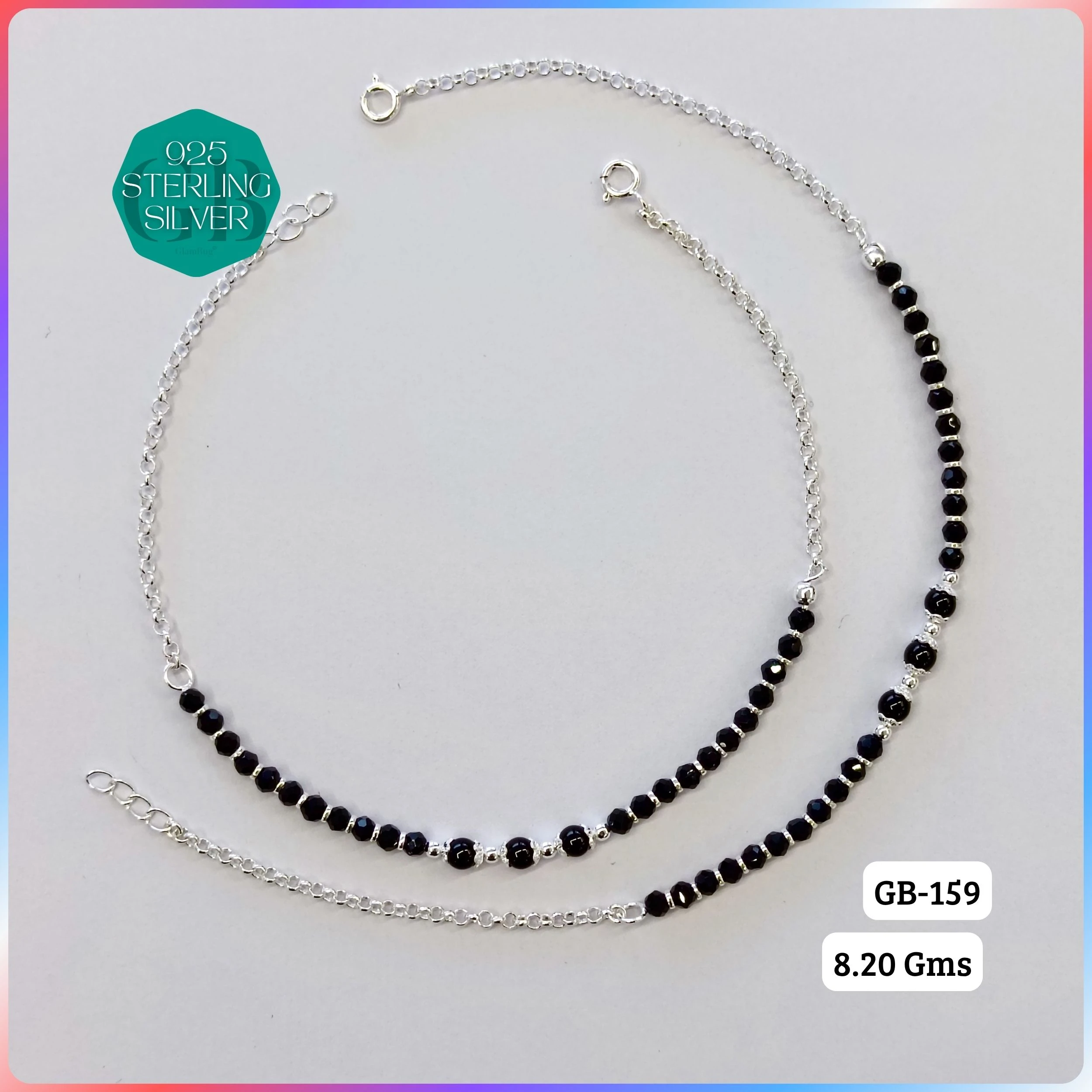 HALF LINK PREMIUM NAZARIA - Premium 925 Silver Jewellery - SKU: GB-159-013 - Hyderabad Silver Importers