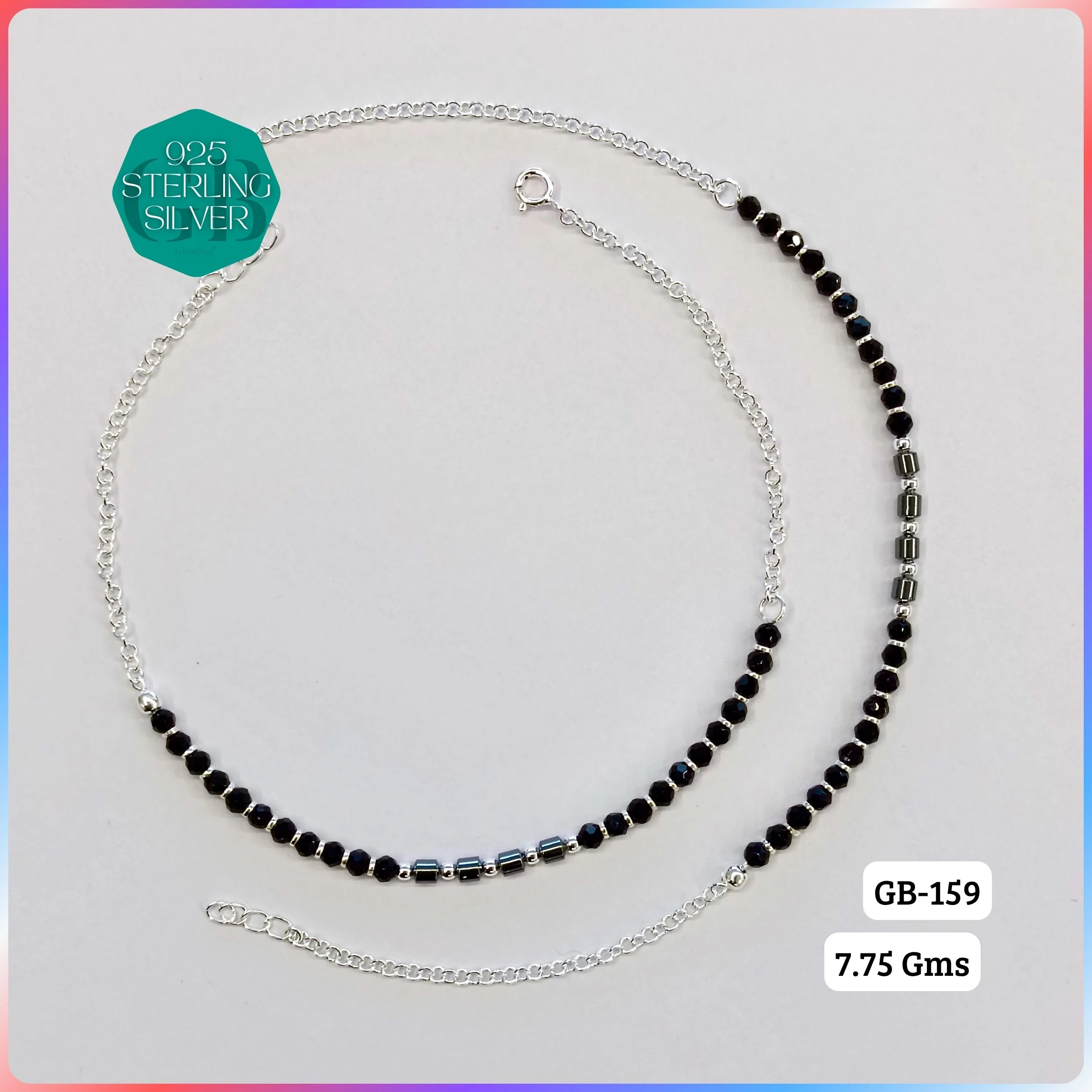 HALF LINK PREMIUM NAZARIA - Premium 925 Silver Jewellery - SKU: GB-159-016 - Hyderabad Silver Importers