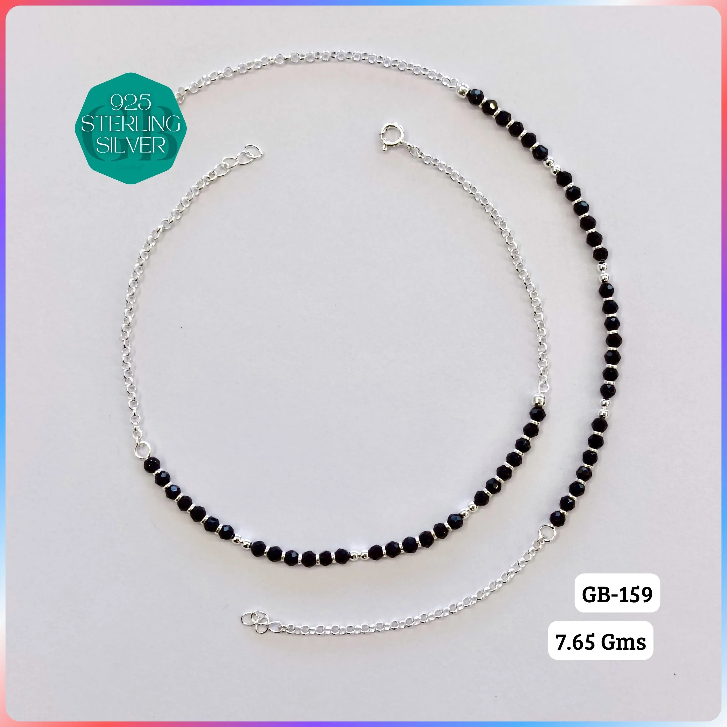 HALF LINK PREMIUM NAZARIA - Premium 925 Silver Jewellery - SKU: GB-159-017 - Hyderabad Silver Importers